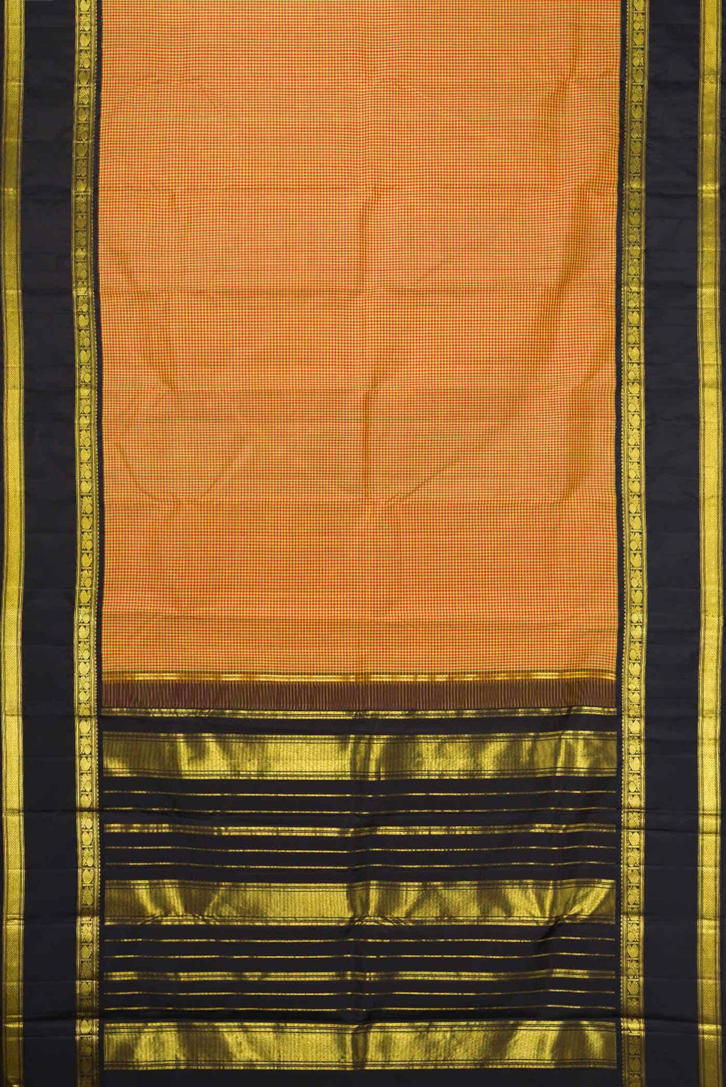 Pure Silk Pure Zari Mustard Dual Tone Kanchipuram Saree