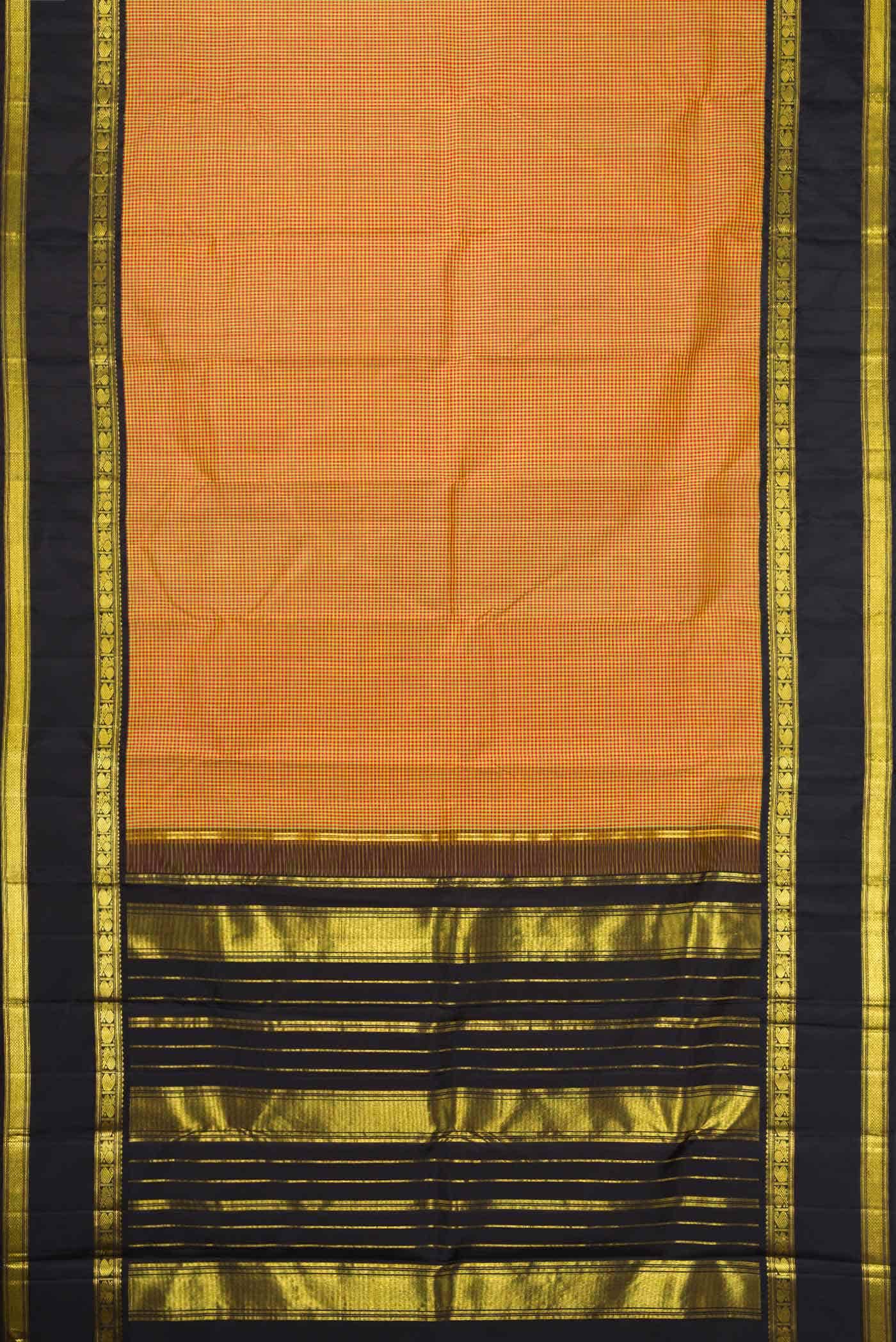 Pure Silk Pure Zari Mustard Dual Tone Kanchipuram Saree