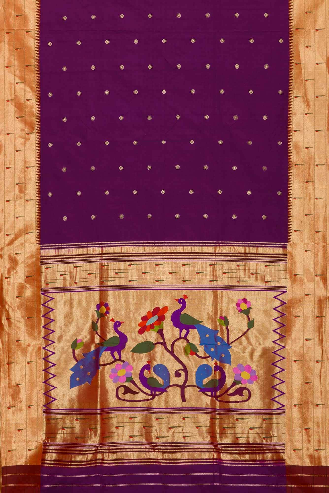 Purple Dual Tone Paithani Silk Saree
