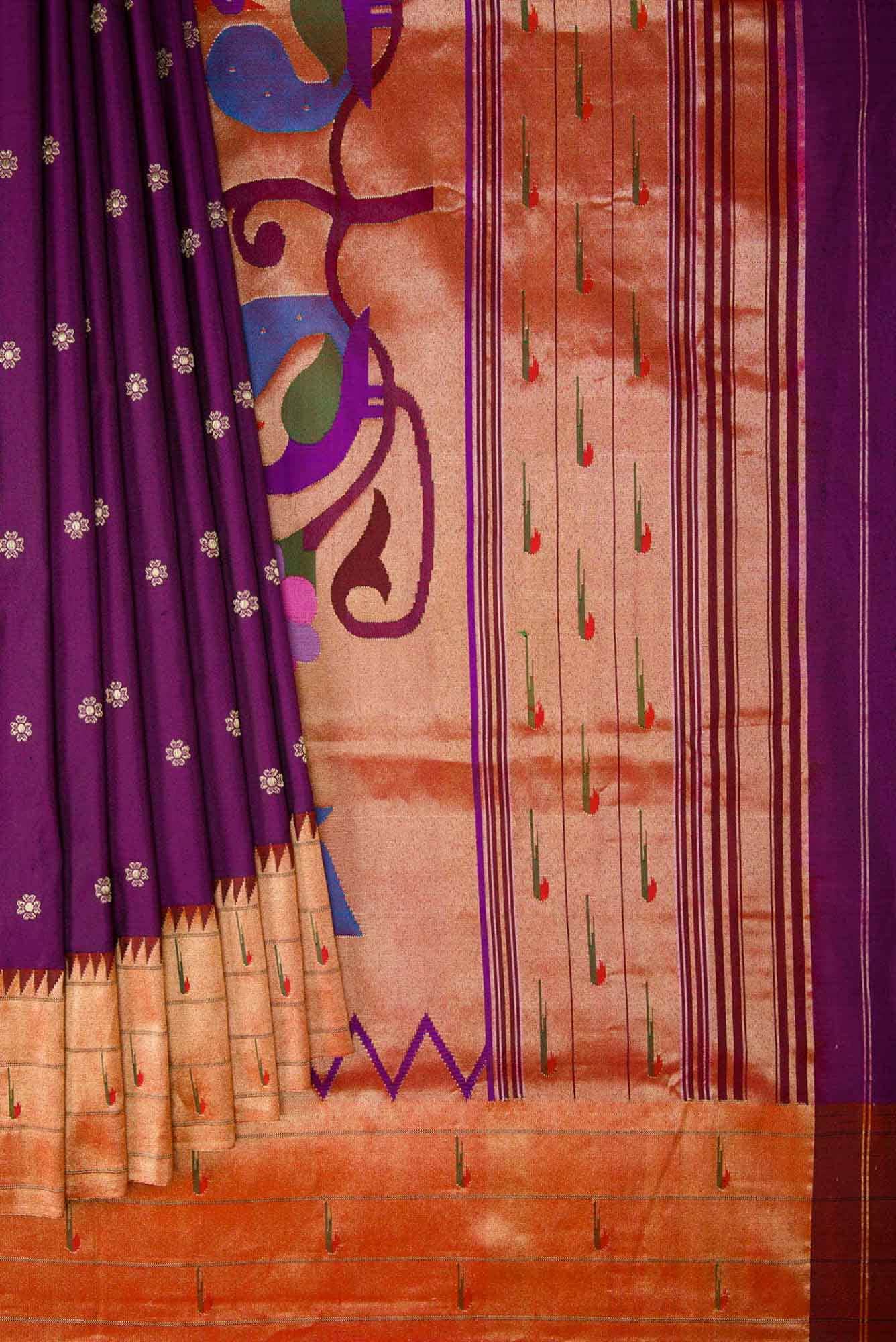 Purple Dual Tone Paithani Silk Saree