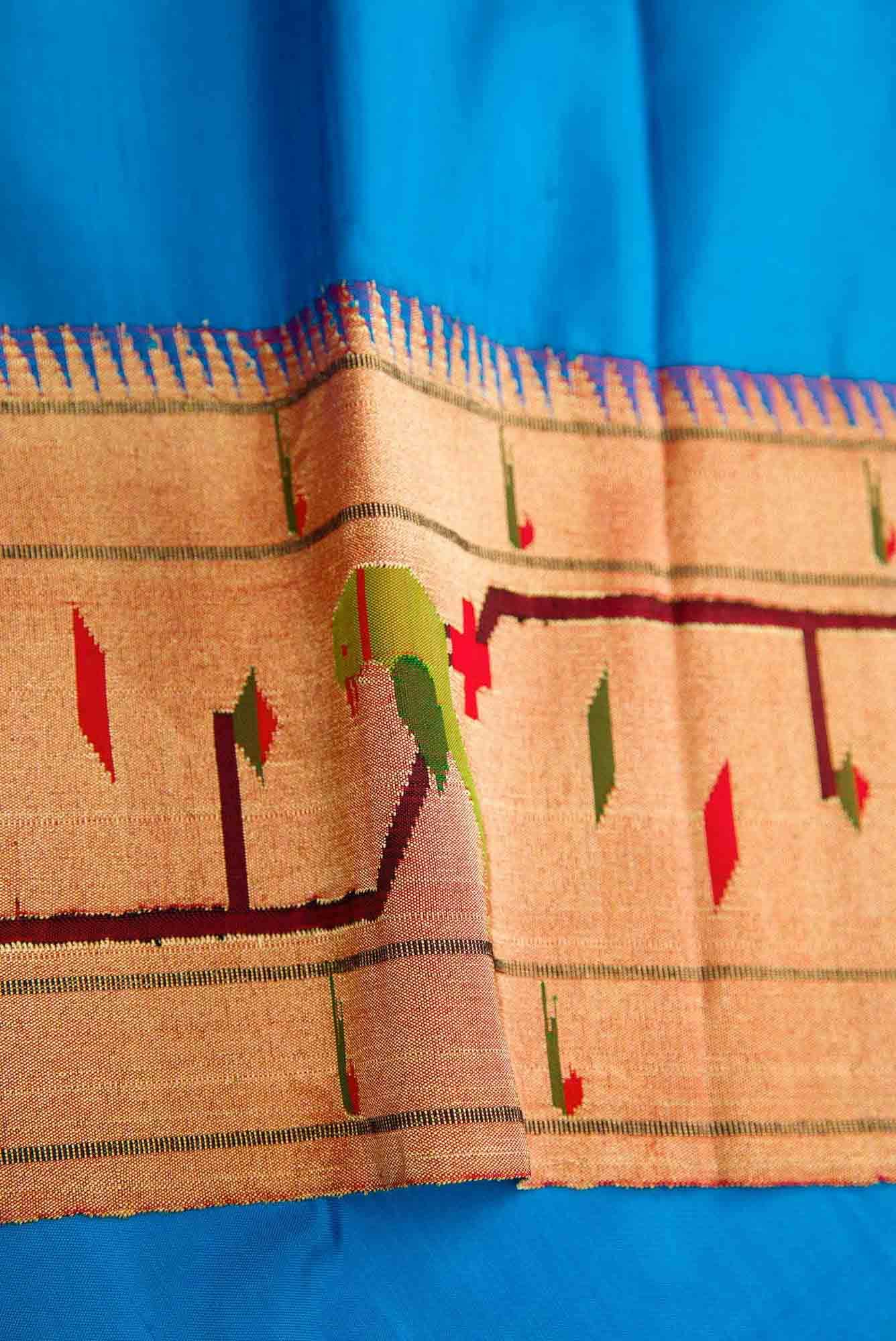 Sky Blue Dual Tone Paithani Silk Saree