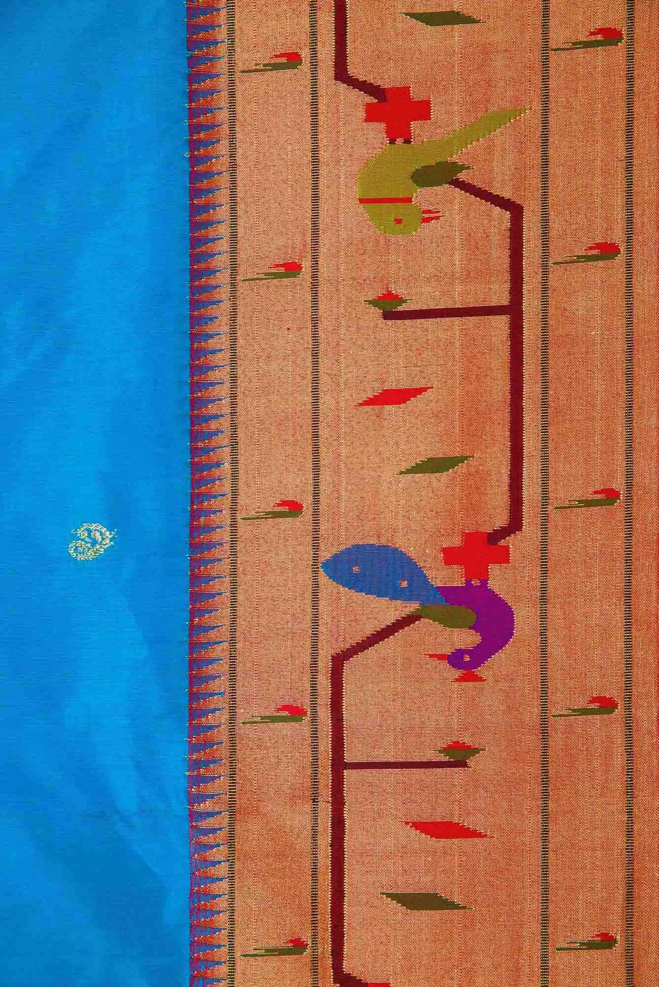 Sky Blue Dual Tone Paithani Silk Saree