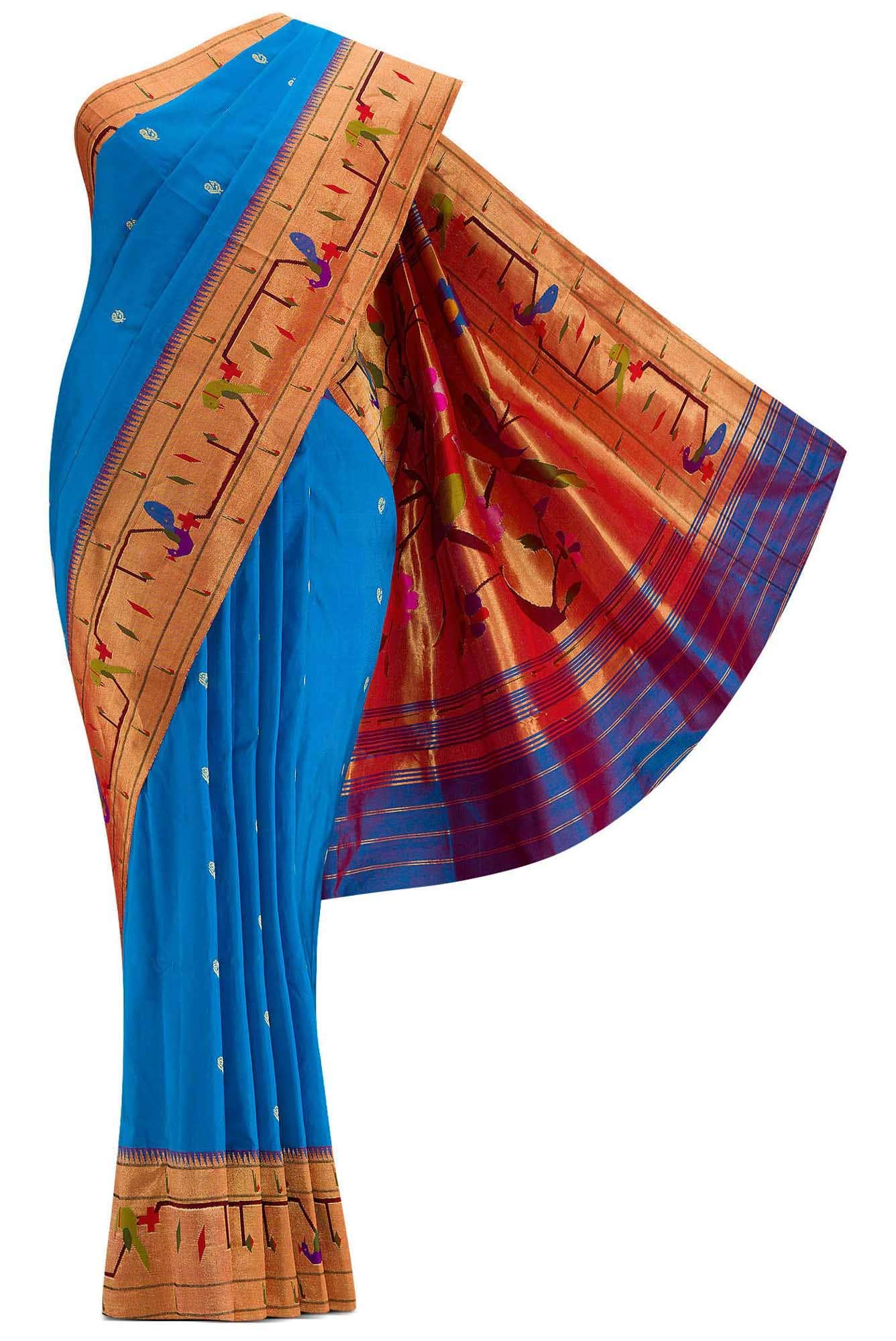 Sky Blue Dual Tone Paithani Silk Saree