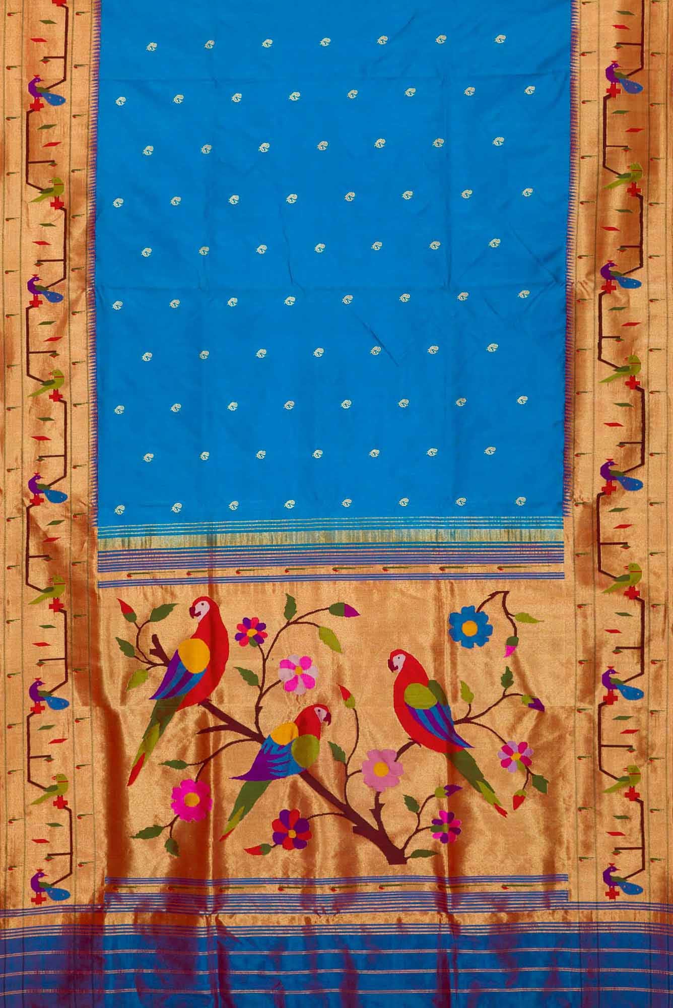 Sky Blue Dual Tone Paithani Silk Saree