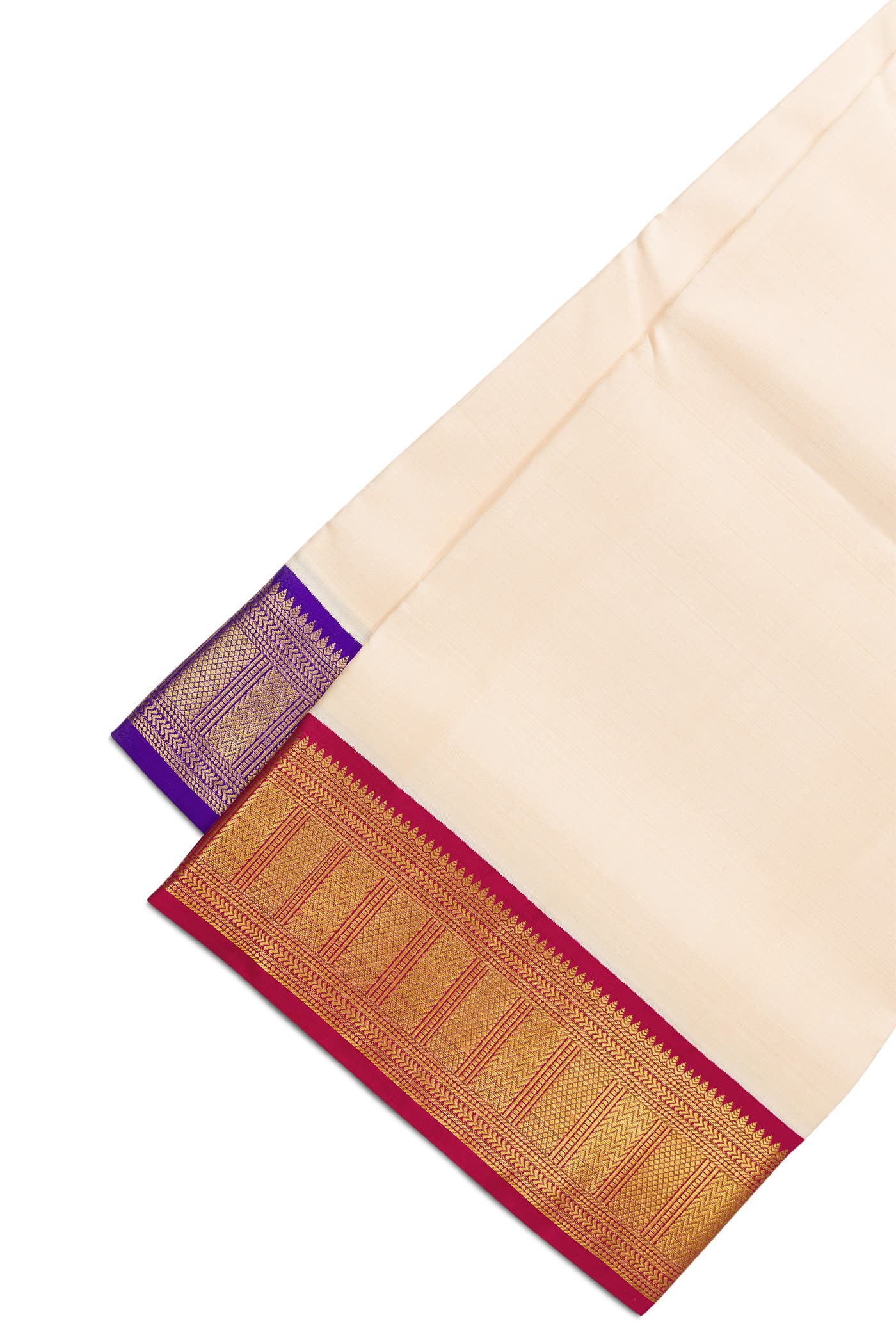 Peach Silk Dhoti With Angavastram (8X4) Muzham