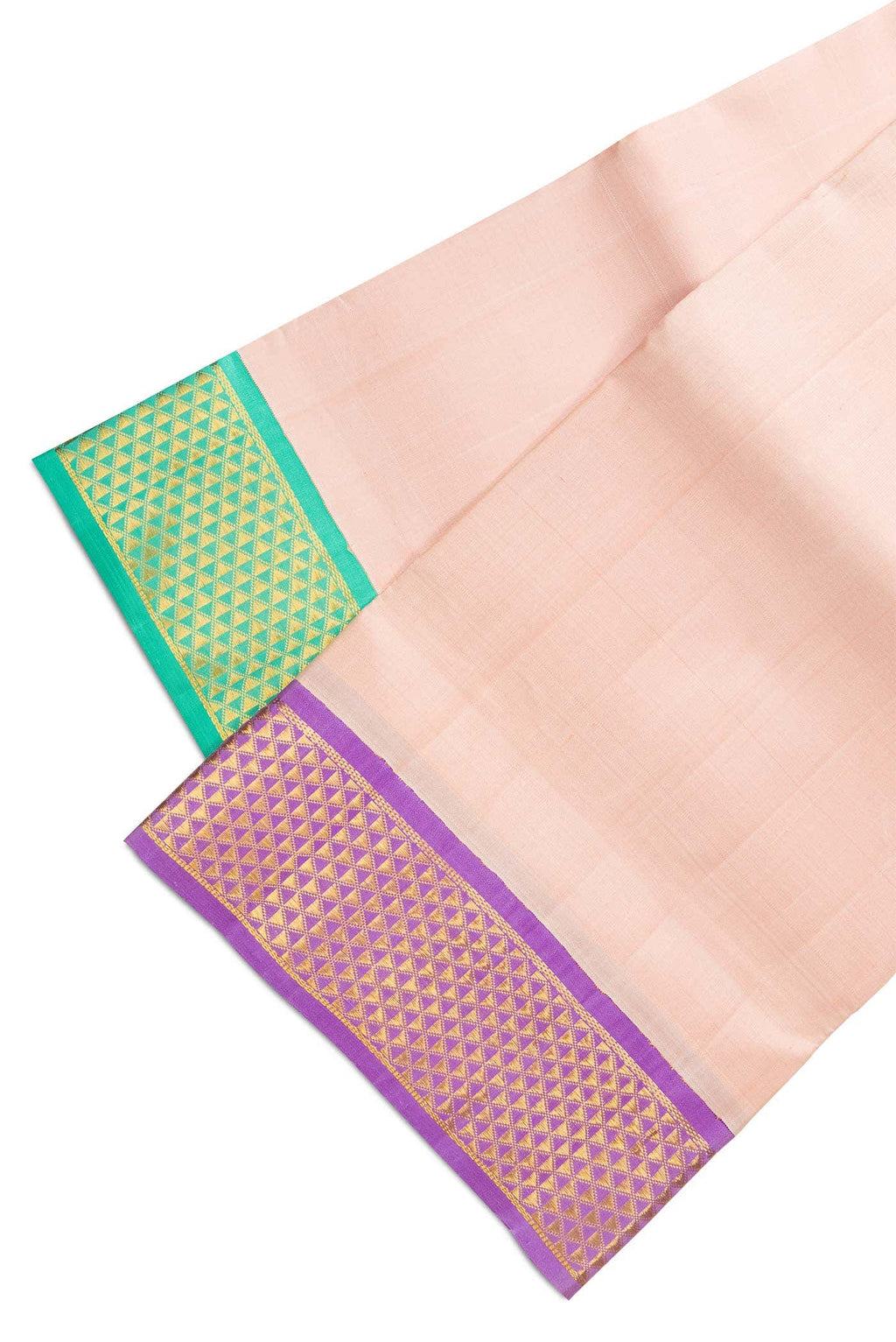 Rose Gold Silk Dhoti With Angavastram (8X4) Muzham