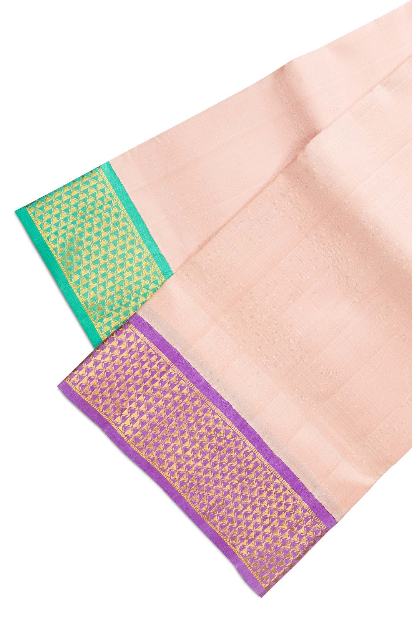 Rose Gold Silk Dhoti With Angavastram (8X4) Muzham