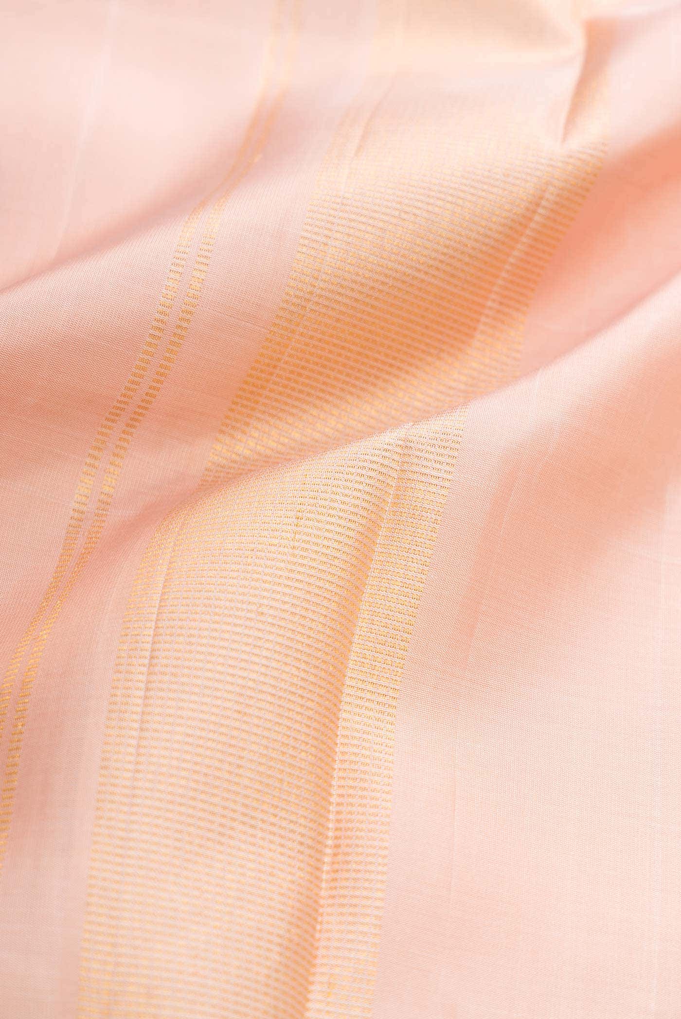 Rose Gold Silk Dhoti With Angavastram (8X4) Muzham