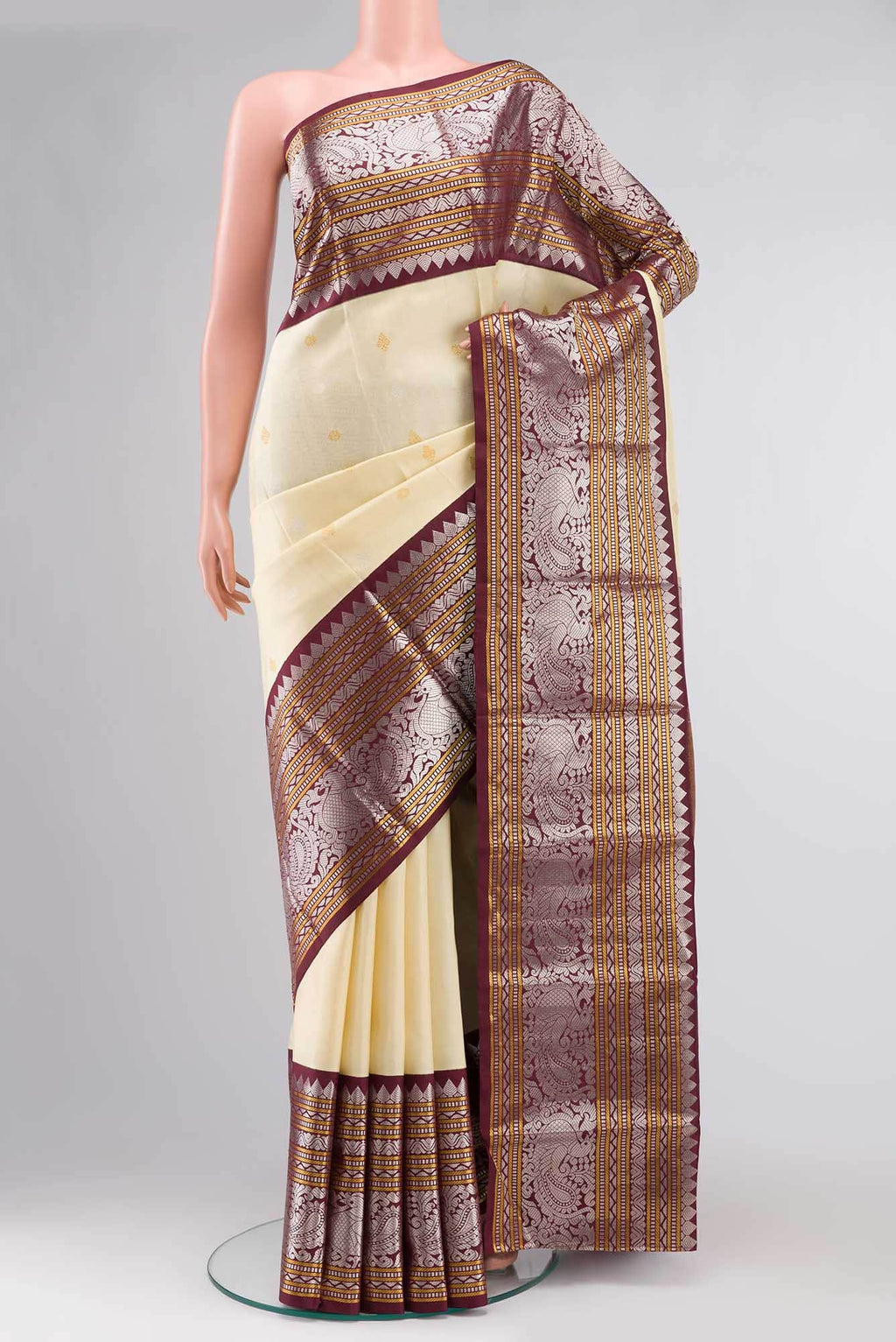 Sandal Kanchipuram Silk Saree