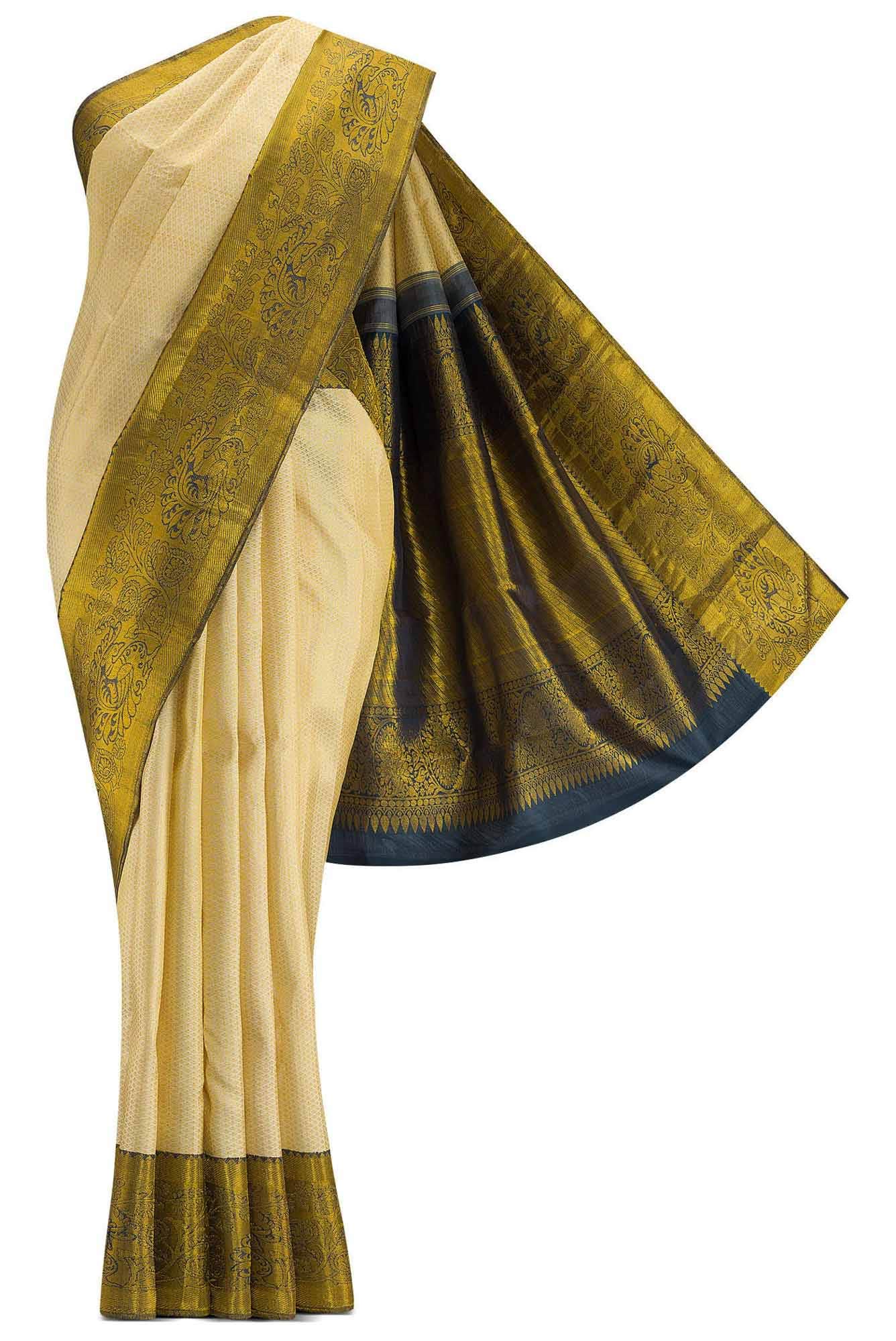 Sandal Dual Tone Kanchipuram Silk Saree