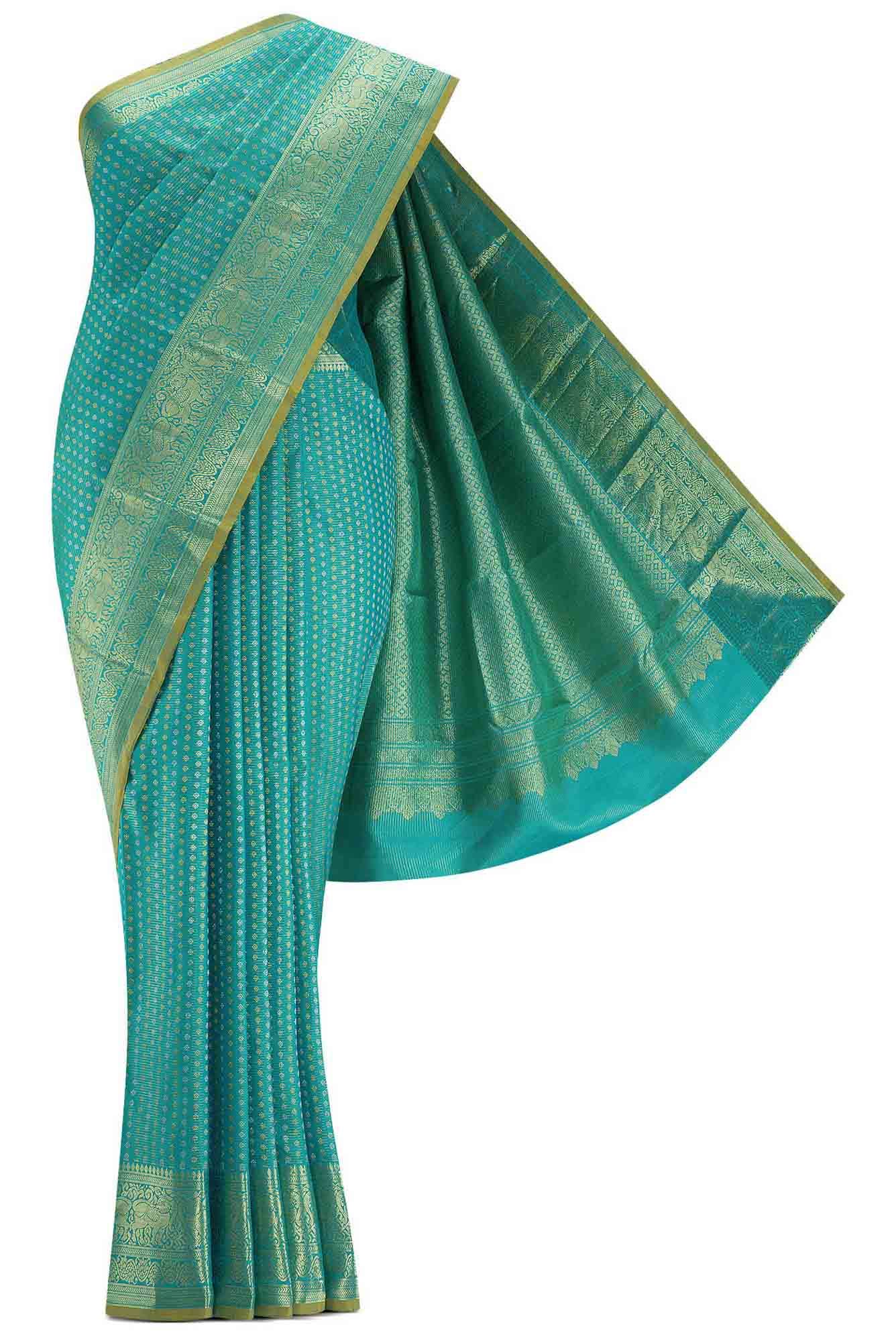 Blue Dual Tone Kanchipuram Silk Saree