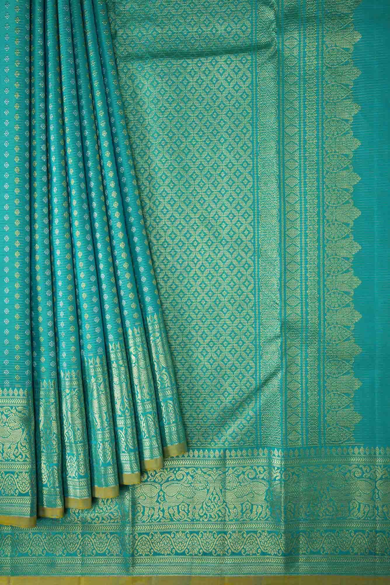 Blue Dual Tone Kanchipuram Silk Saree