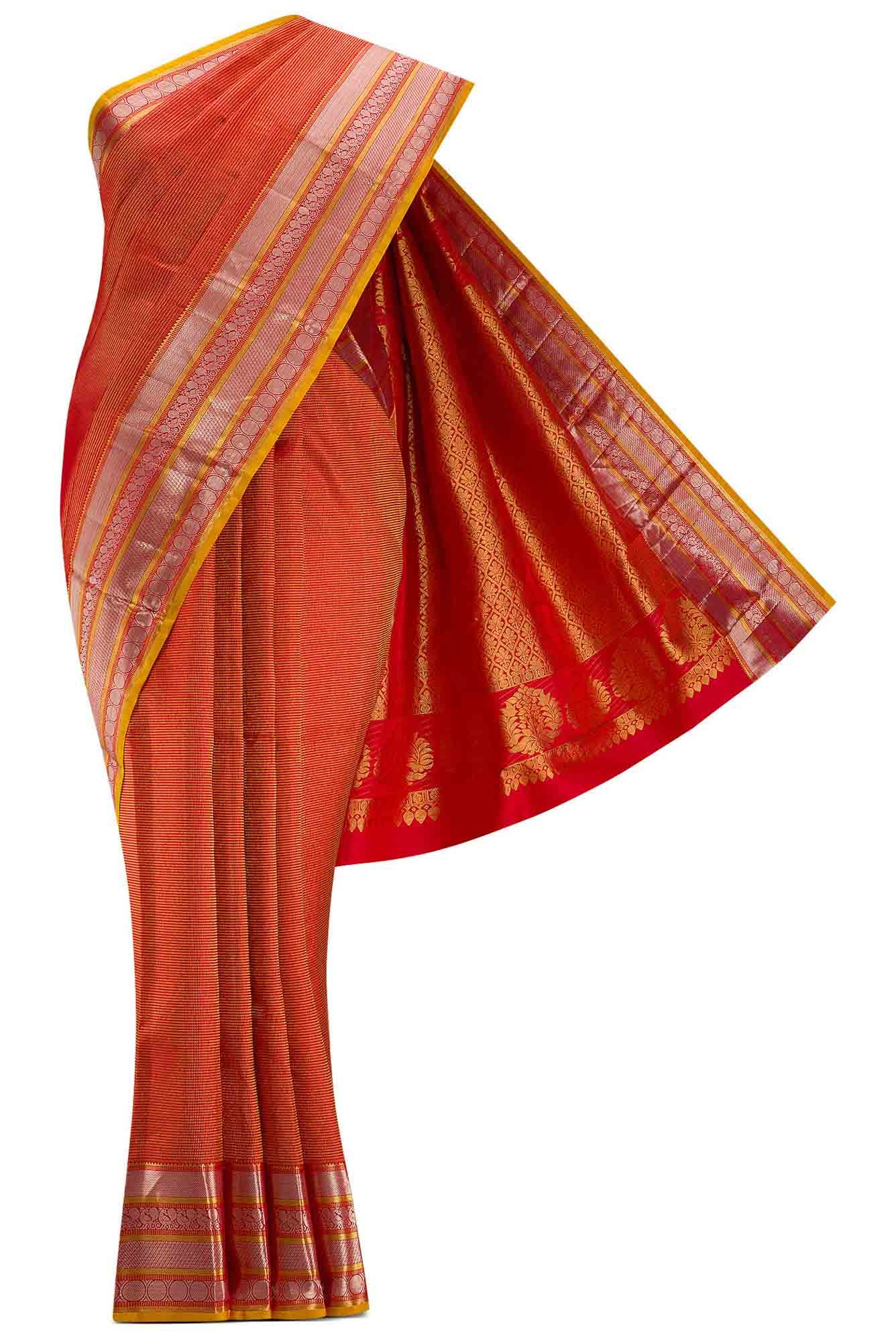 Red Dual Tone Kanchipuram Silk Saree