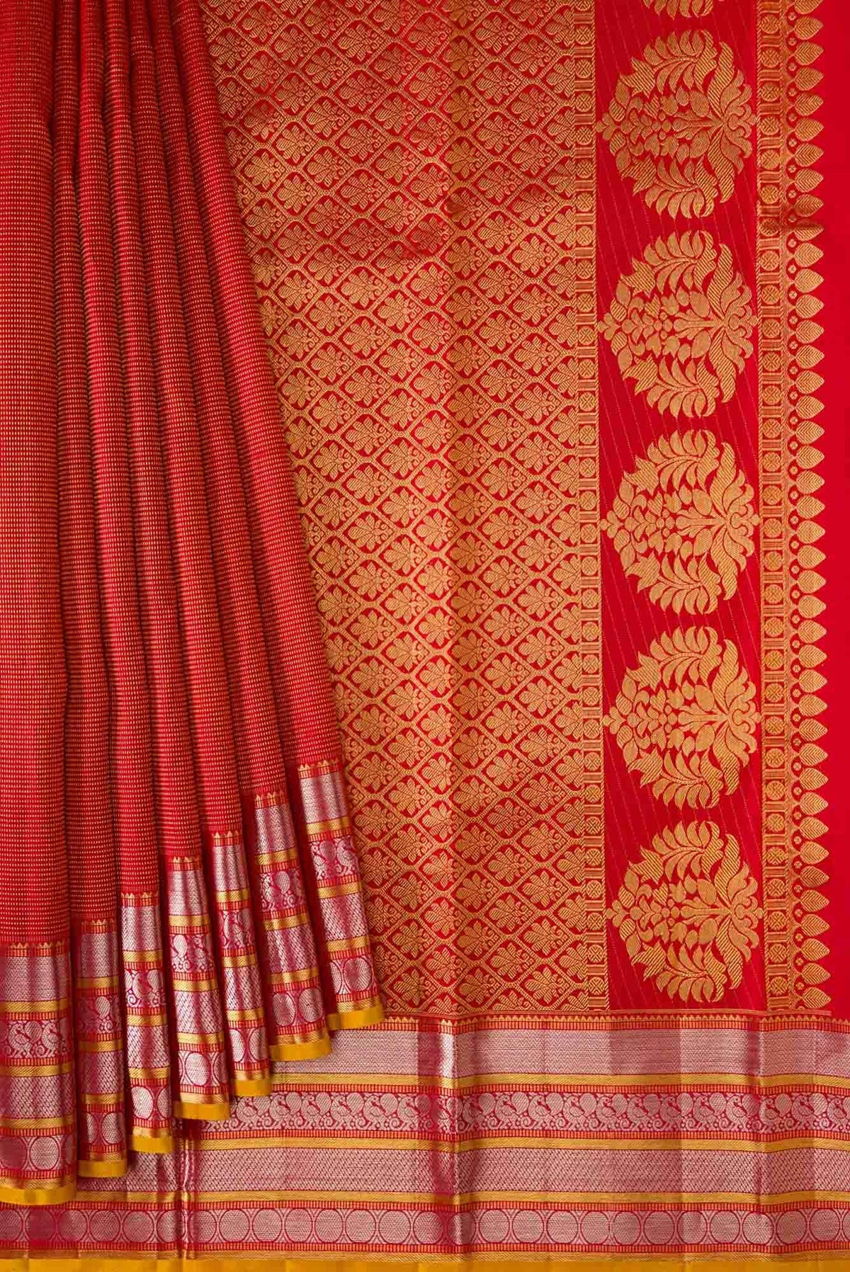 Red Dual Tone Kanjivaram Silk Saree