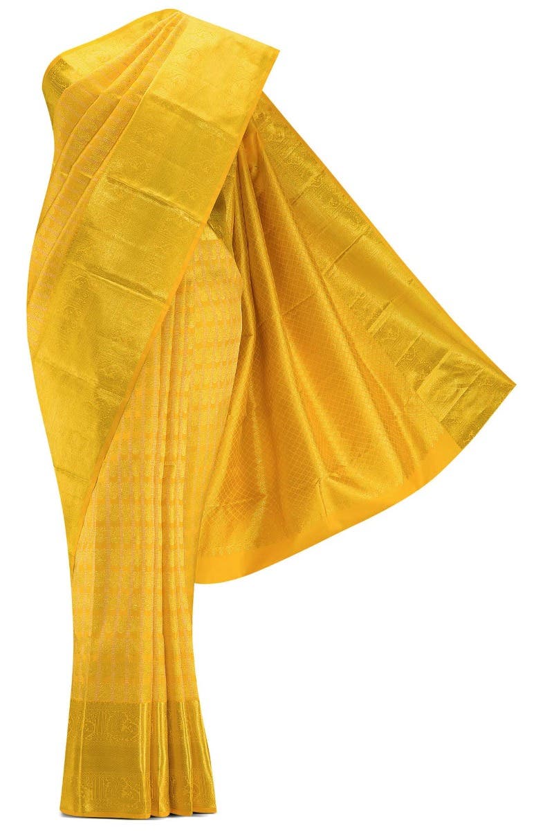 Yellow Dual Tone Kanchipuram Silk Saree