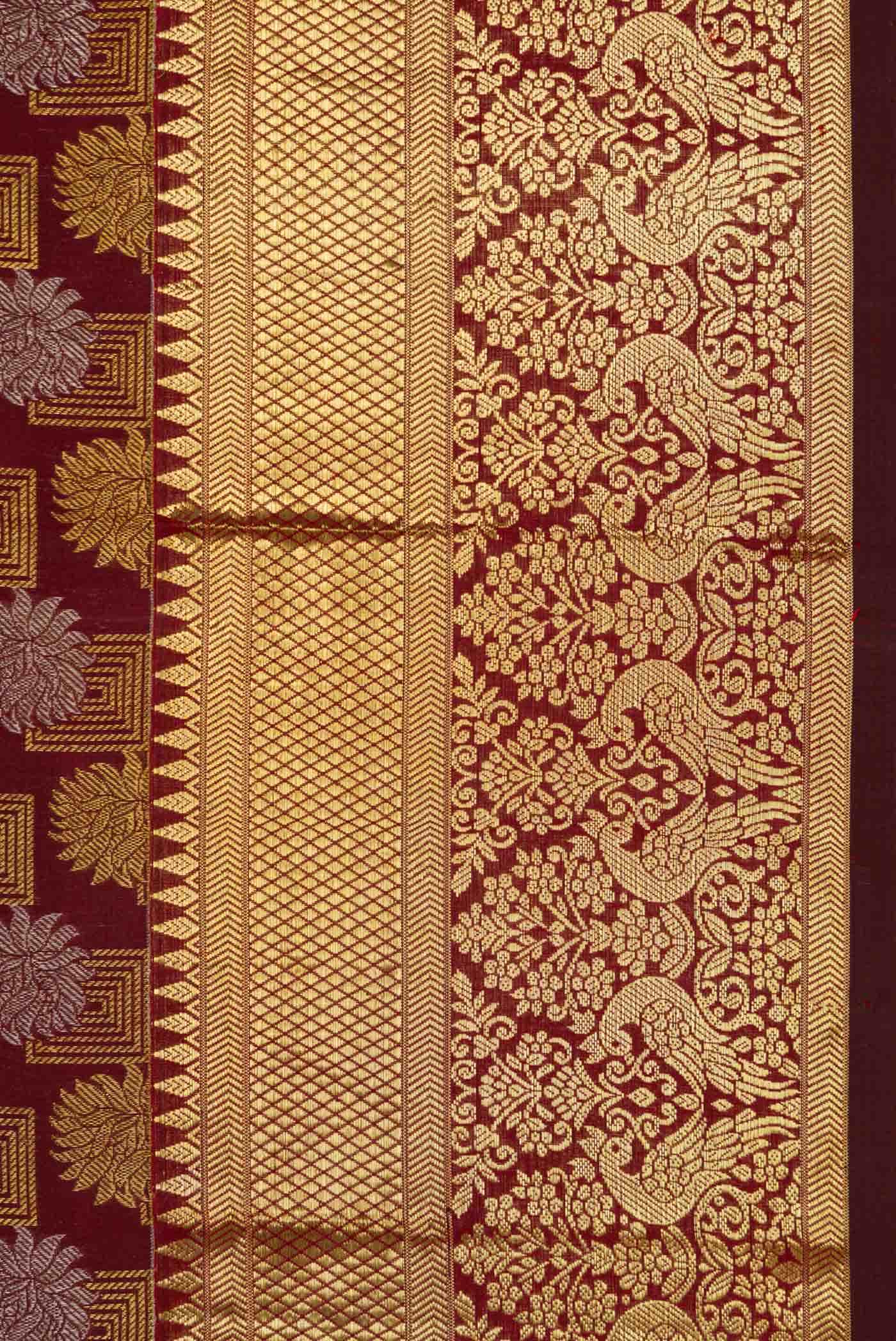 Maroon Dual Tone Kanjivaram Silk Saree