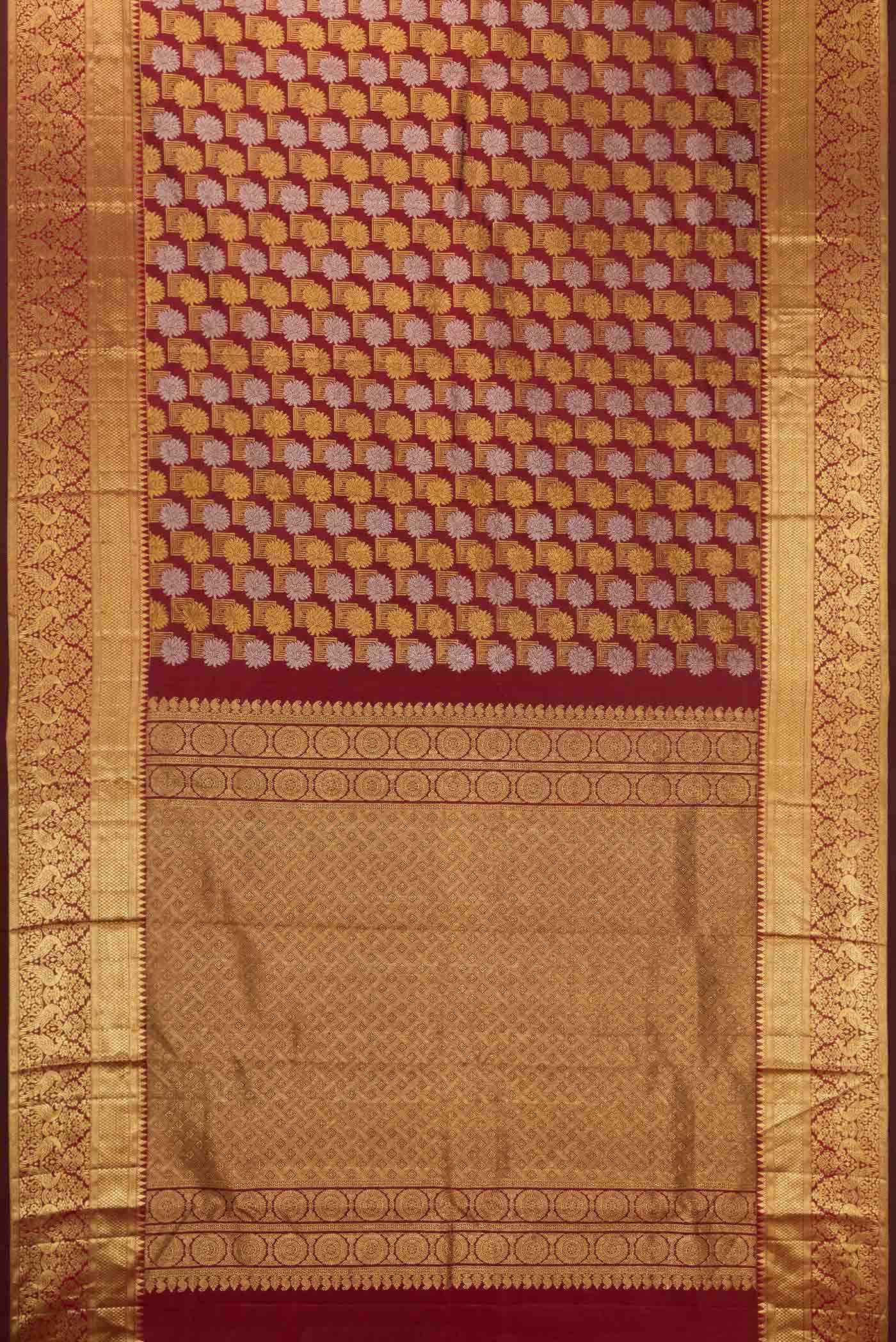 Maroon Dual Tone Kanjivaram Silk Saree