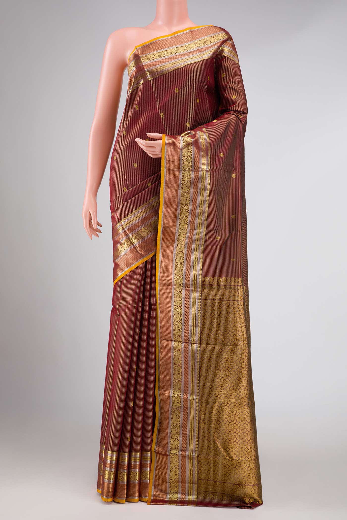 Maroon Dual Tone Kanjivaram Silk Saree