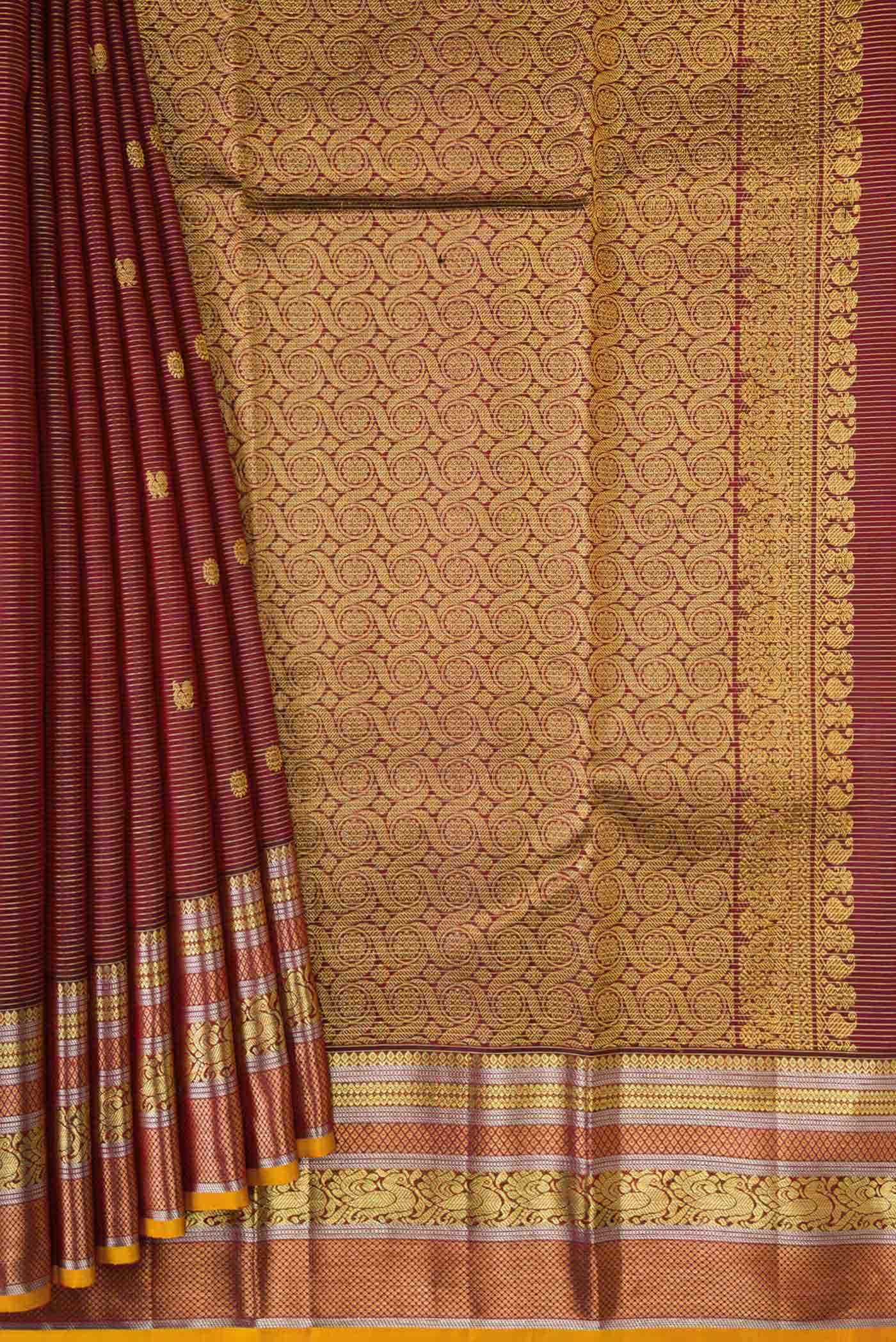 Maroon Dual Tone Kanjivaram Silk Saree