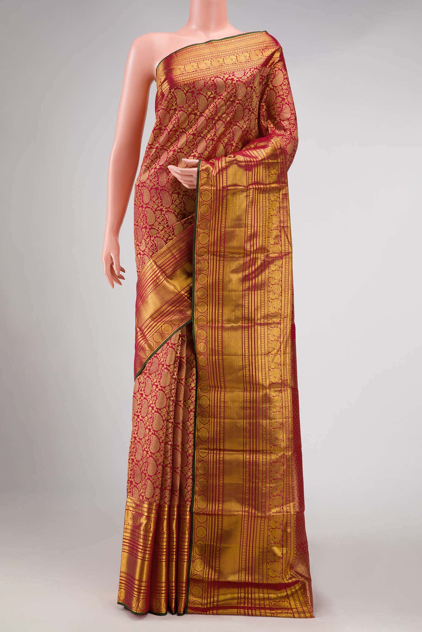 Dark Pink Dual Tone Kanchipuram Silk Saree