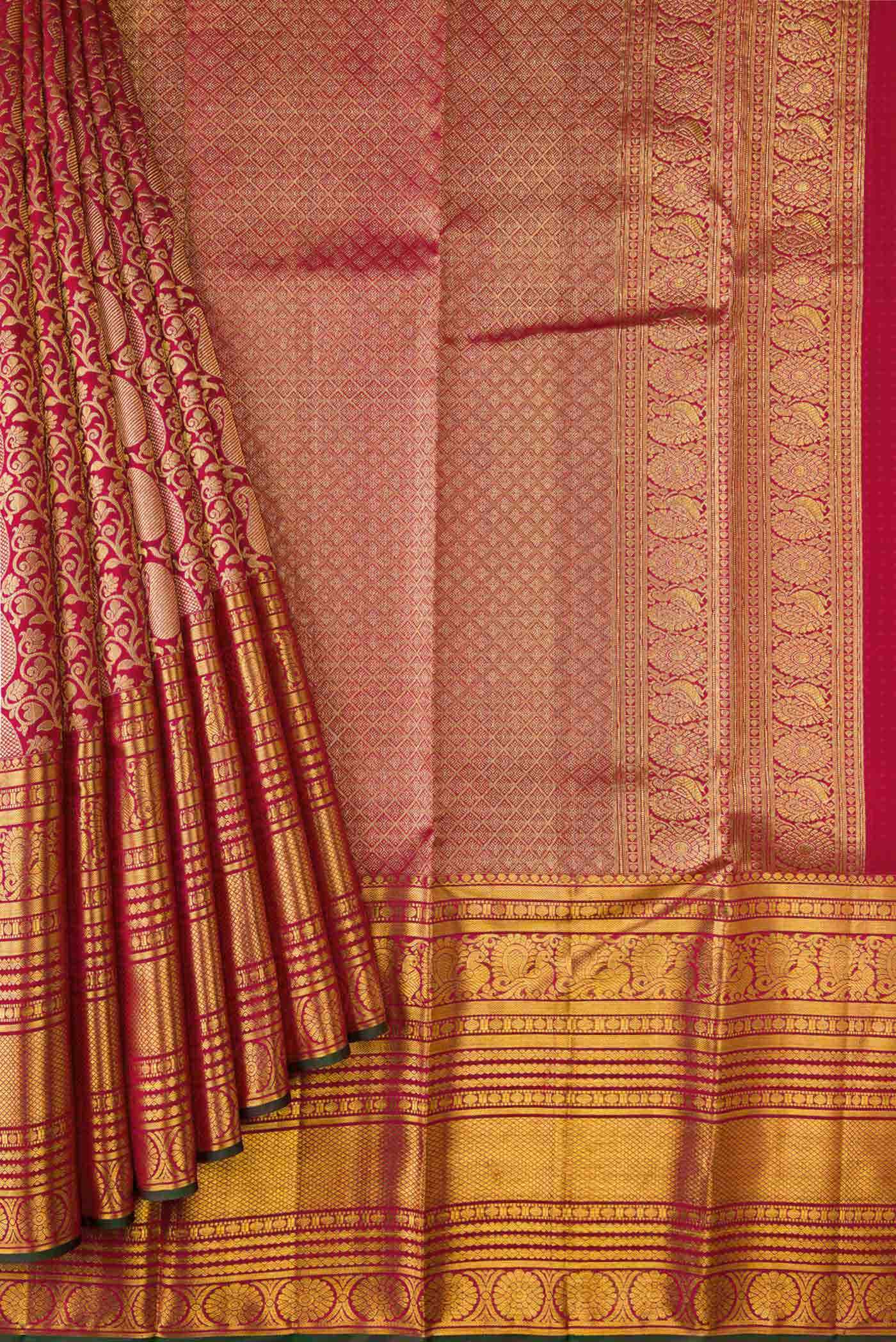 Dark Pink Dual Tone Kanchipuram Silk Saree