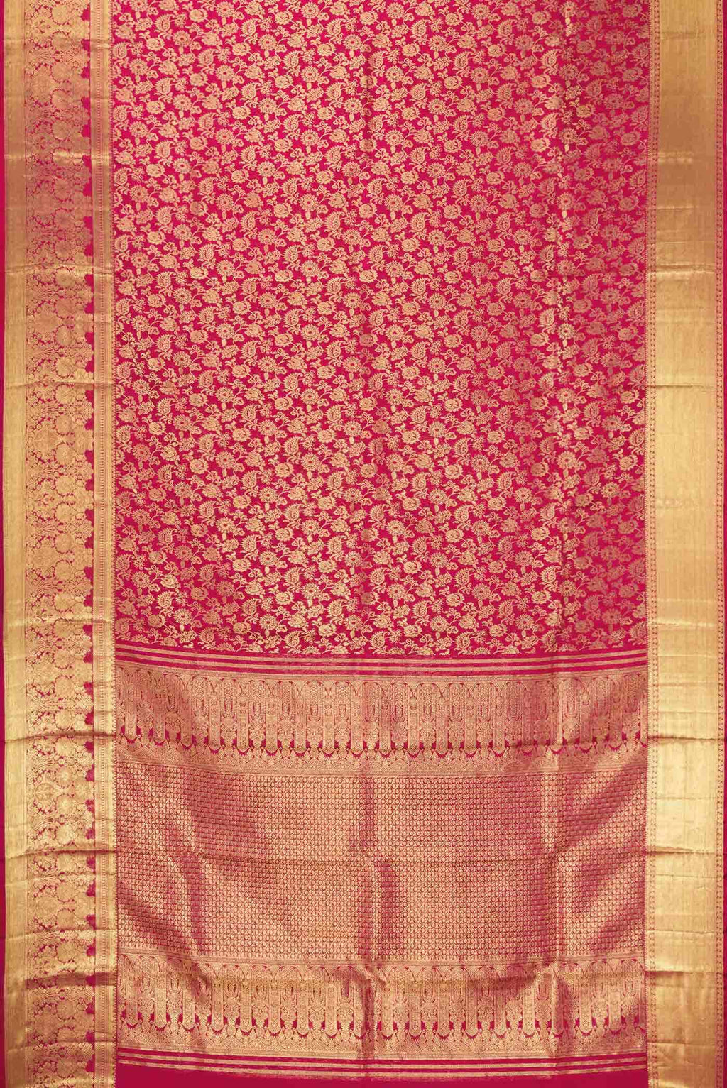Dark Pink Dual Tone Kanchipuram Silk Saree