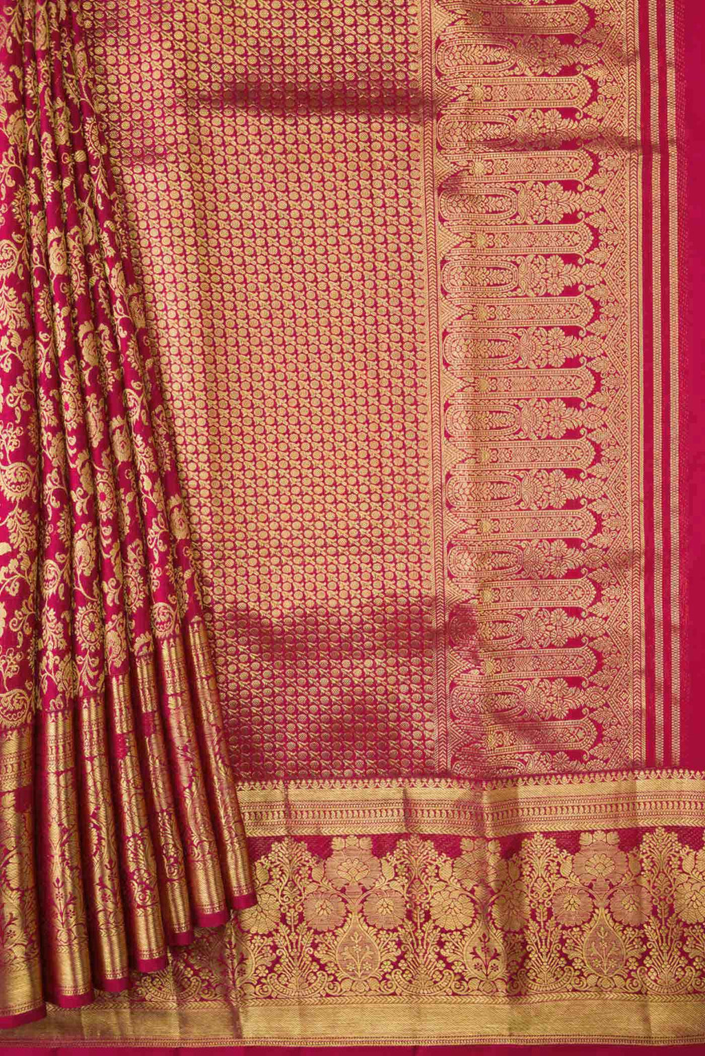 Dark Pink Dual Tone Kanchipuram Silk Saree