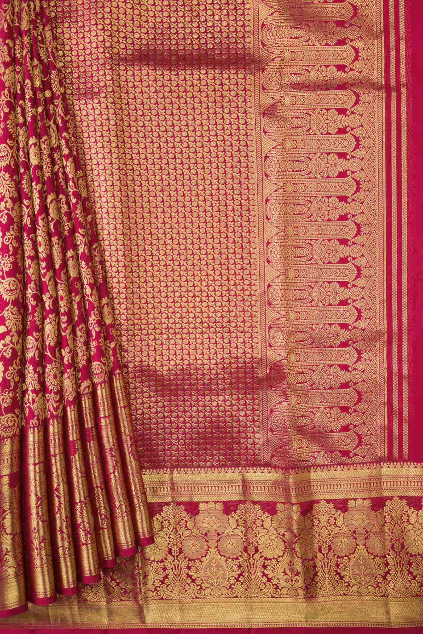Dark Pink Dual Tone Kanchipuram Silk Saree