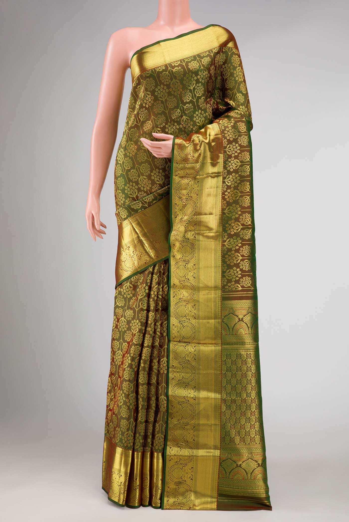 Green Dual Tone Kanchipuram Silk Saree