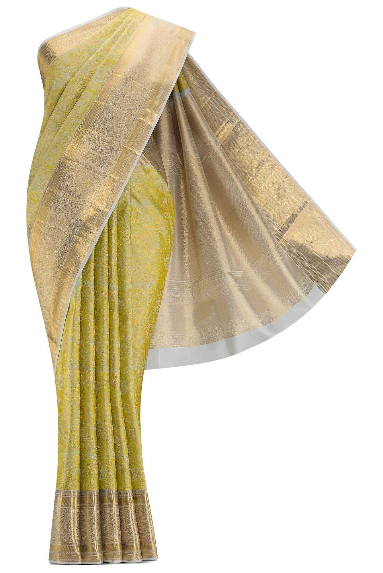 Pista Green Dual Tone Kanchipuram Silk Saree