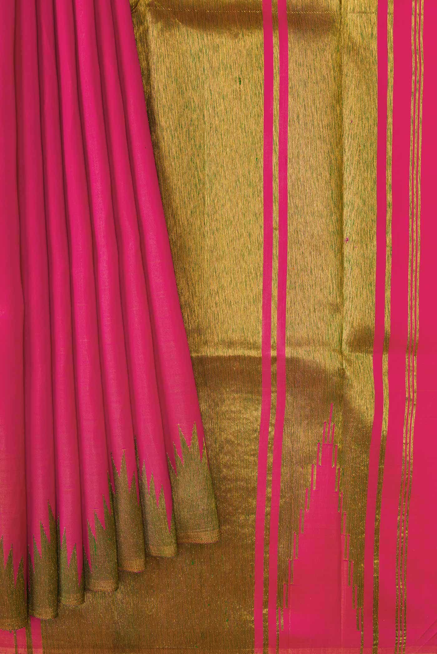 Pure Silk Pure Zari Pink Dual Tone Kanchipuram Saree