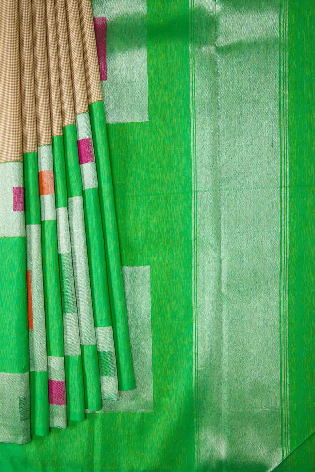 Pure Silk Pure Zari Sandal and Gold Dual Tone Kanchipuram Saree