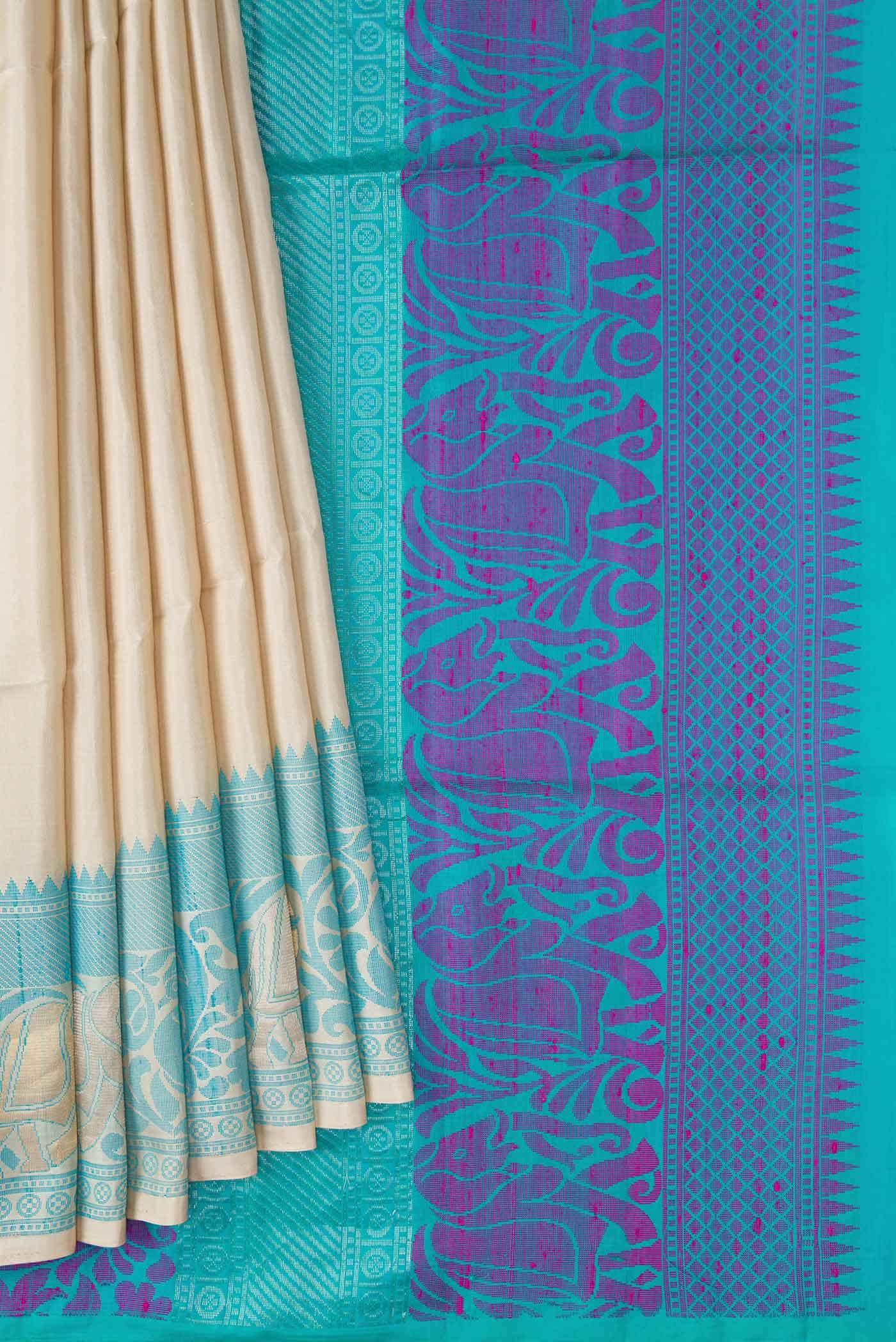 Beige Dual Tone Soft Silk Saree