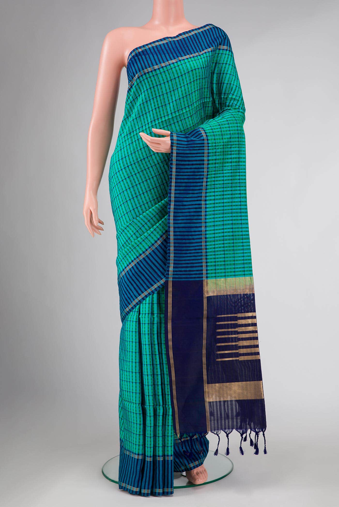 Green Dual Tone Soft Silk Saree