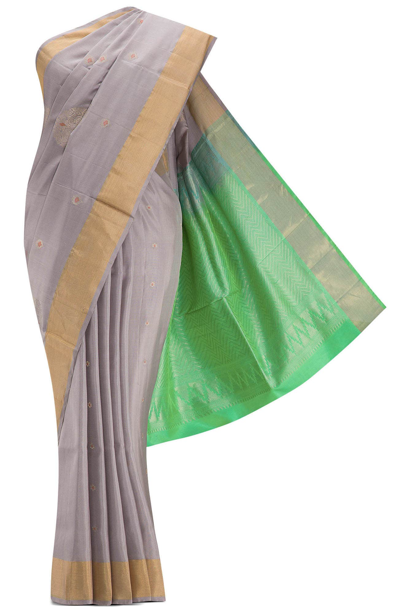 Grey Dual Tone Soft Silk Saree
