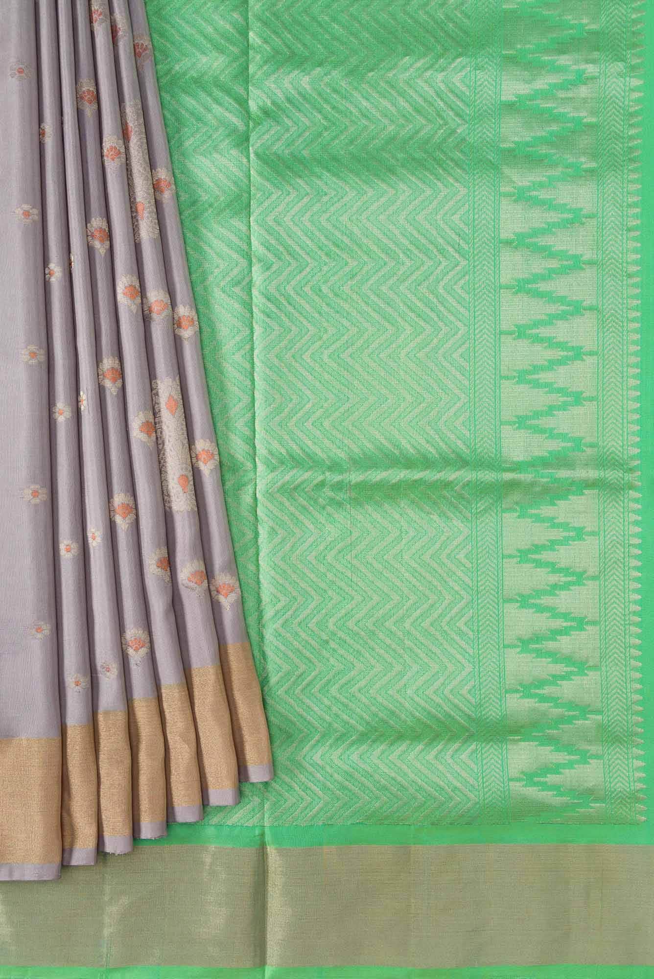 Grey Dual Tone Soft Silk Saree