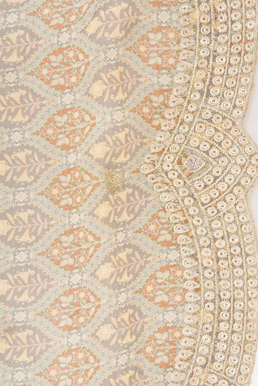 Beige Satin Crepe Saree
