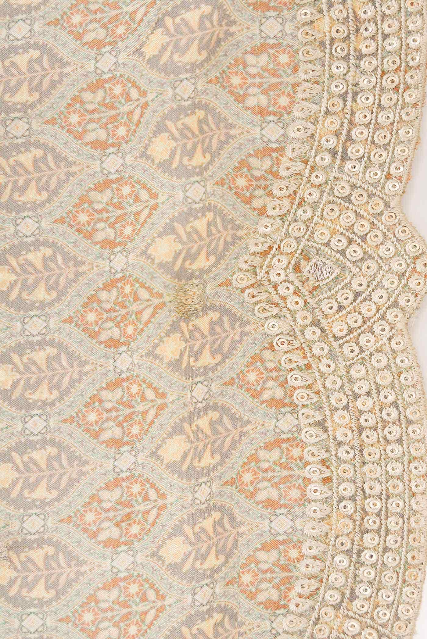 Beige Satin Crepe Saree