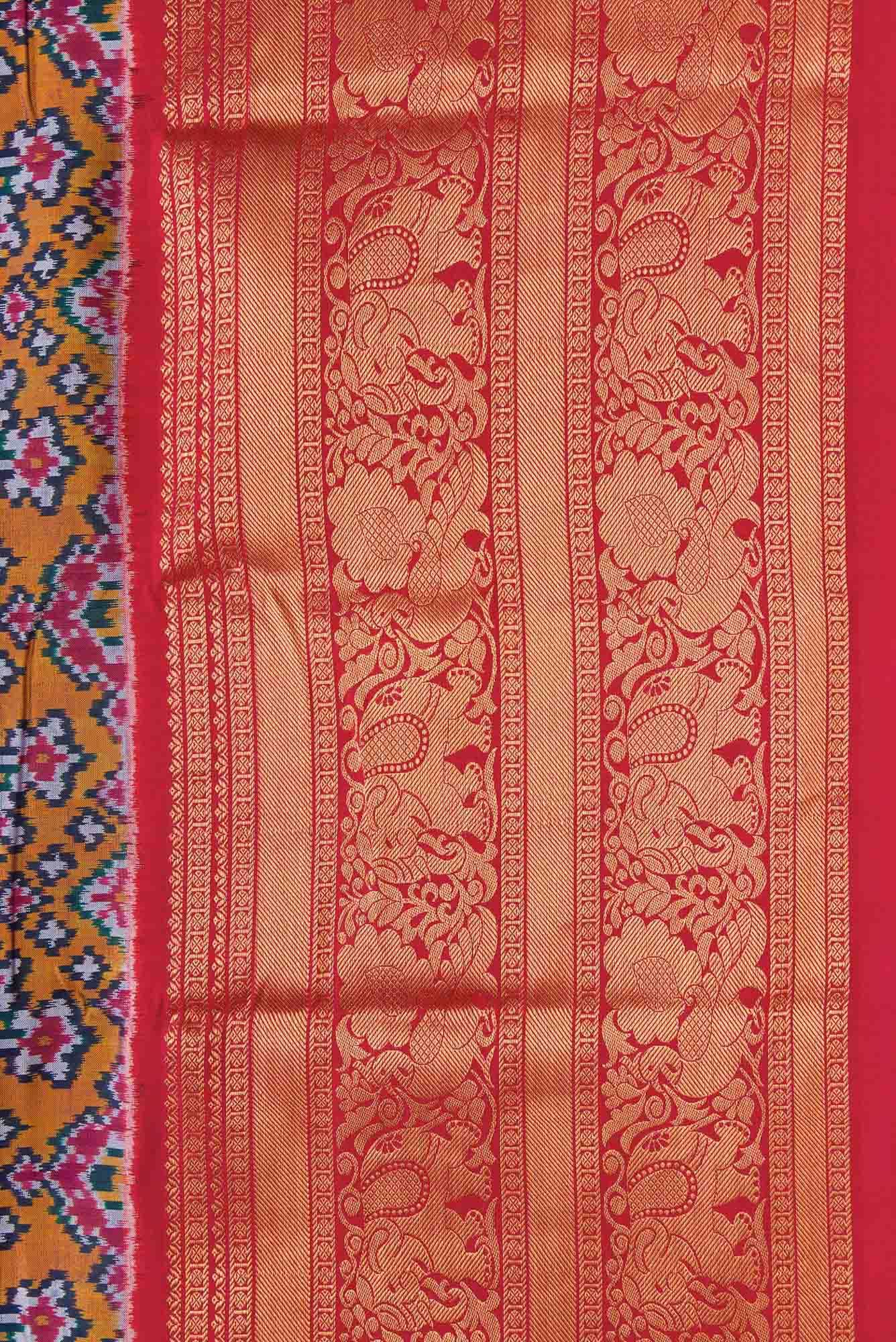 Royal Blue and Gold Dual Tone Double Ikat Saree