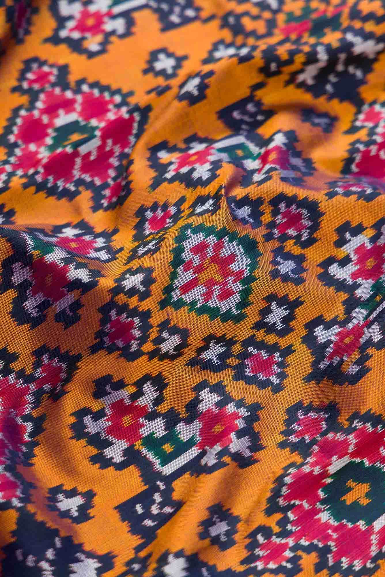 Royal Blue and Gold Dual Tone Double Ikat Saree