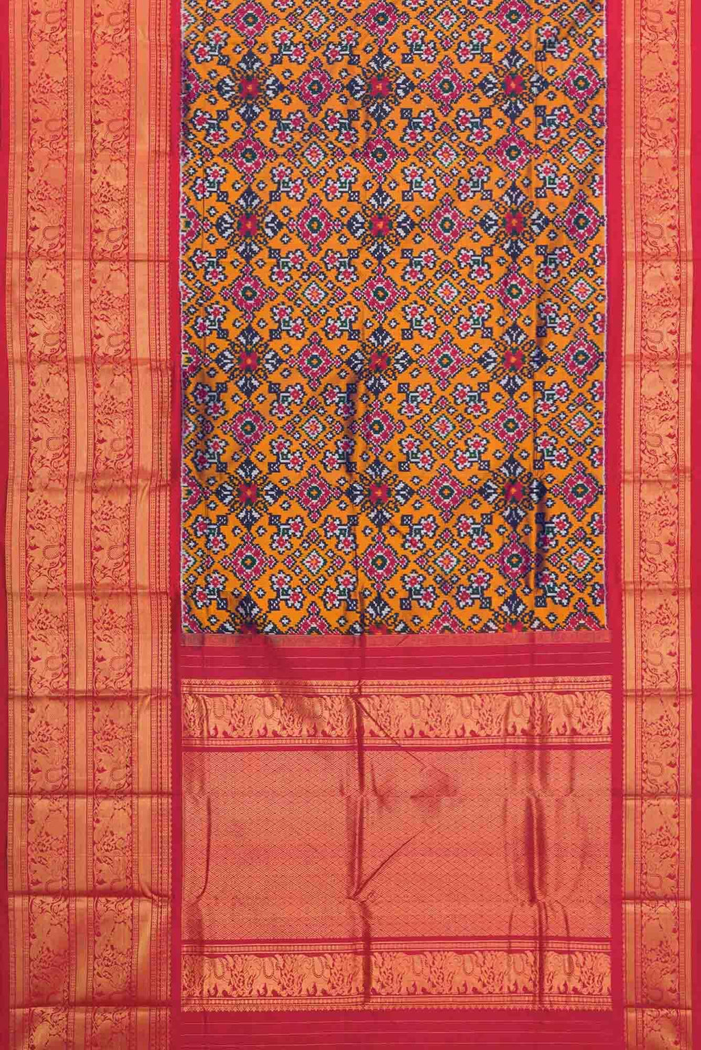 Royal Blue and Gold Dual Tone Double Ikat Saree