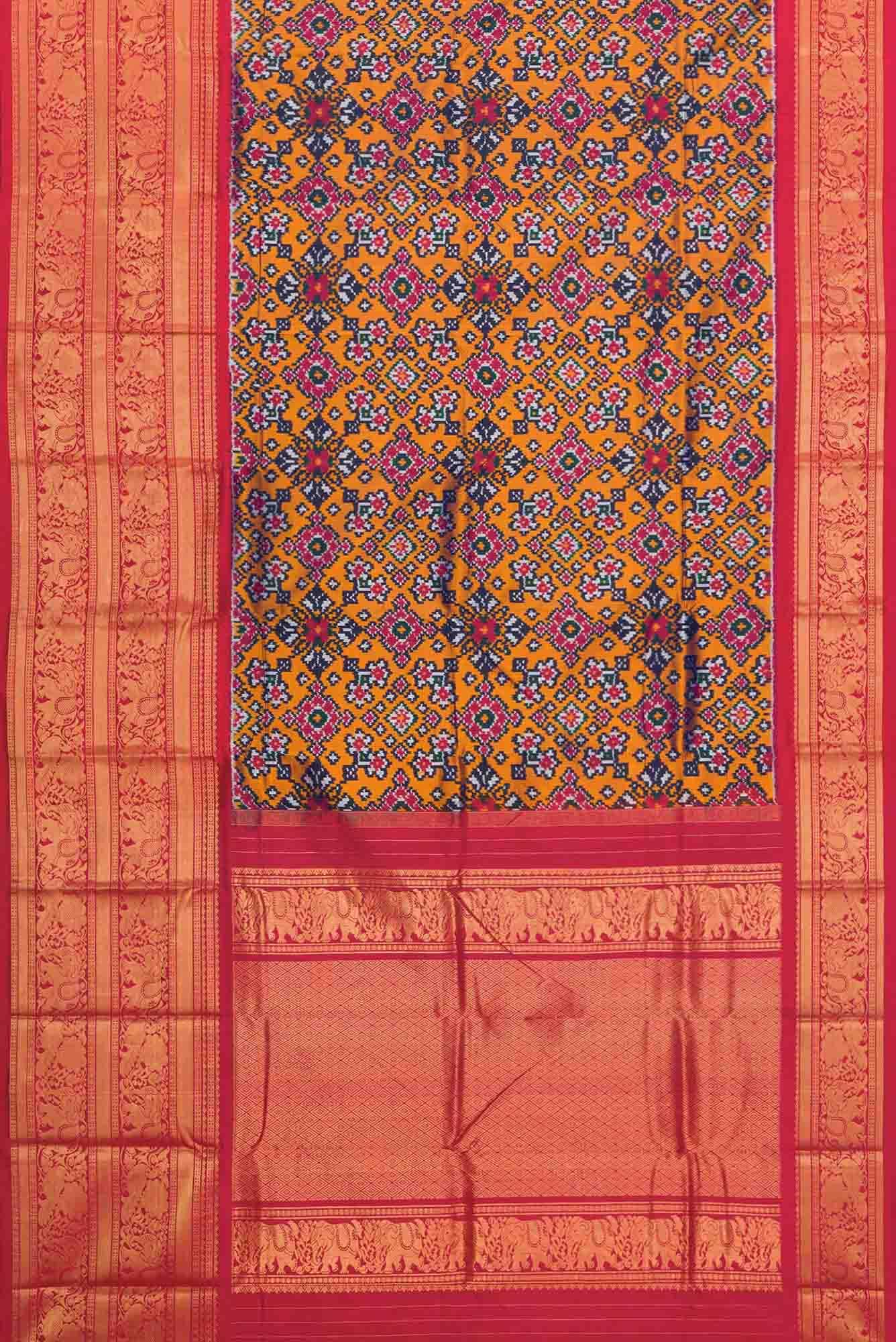 Royal Blue and Gold Dual Tone Double Ikat Saree