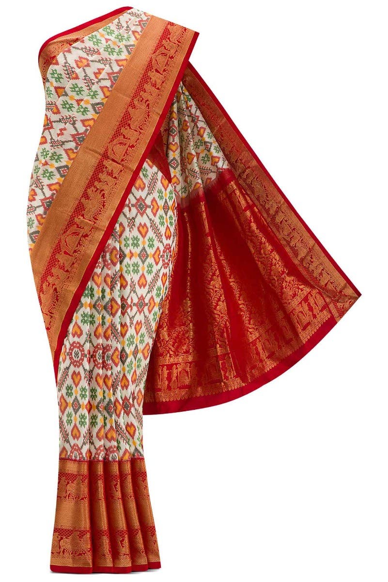 Sandal Dual Tone Double Ikat Saree