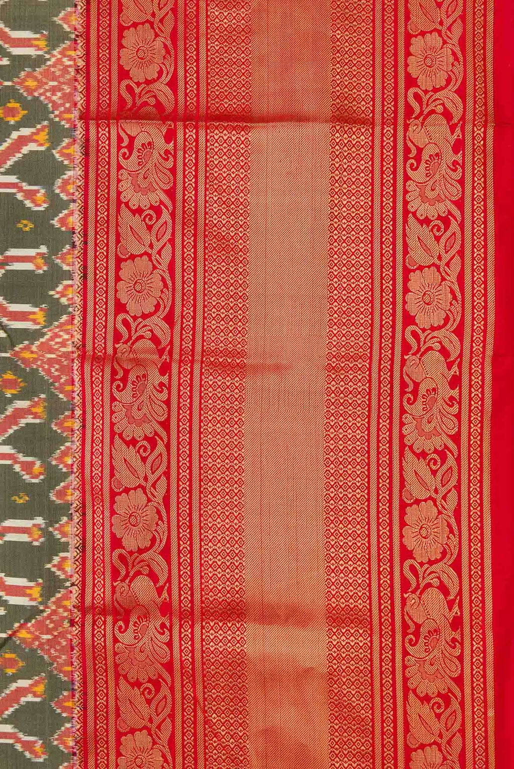 Green Dual Tone Double Ikat Saree