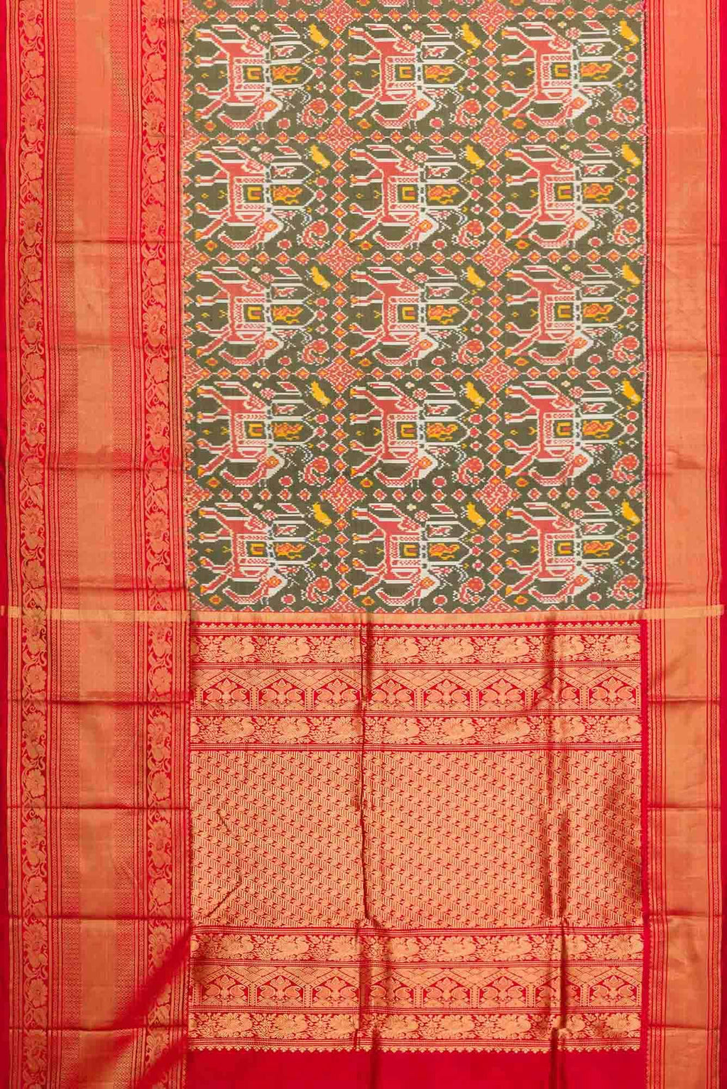Green Dual Tone Double Ikat Saree
