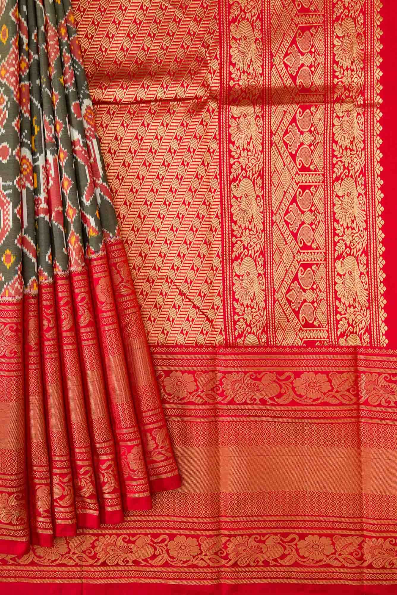 Green Dual Tone Double Ikat Saree