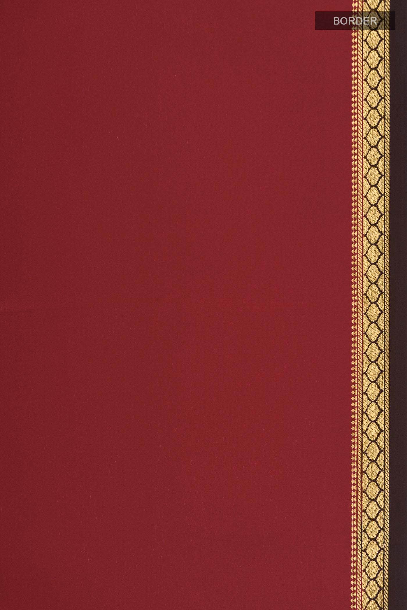 Pure Silk Pure Zari Maroon Mysore Crepe Saree