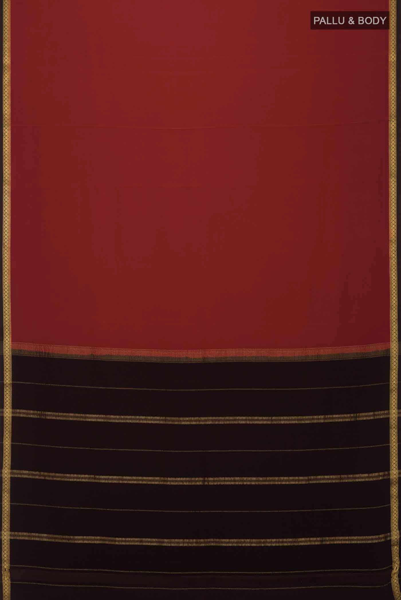 Pure Silk Pure Zari Maroon Mysore Crepe Saree