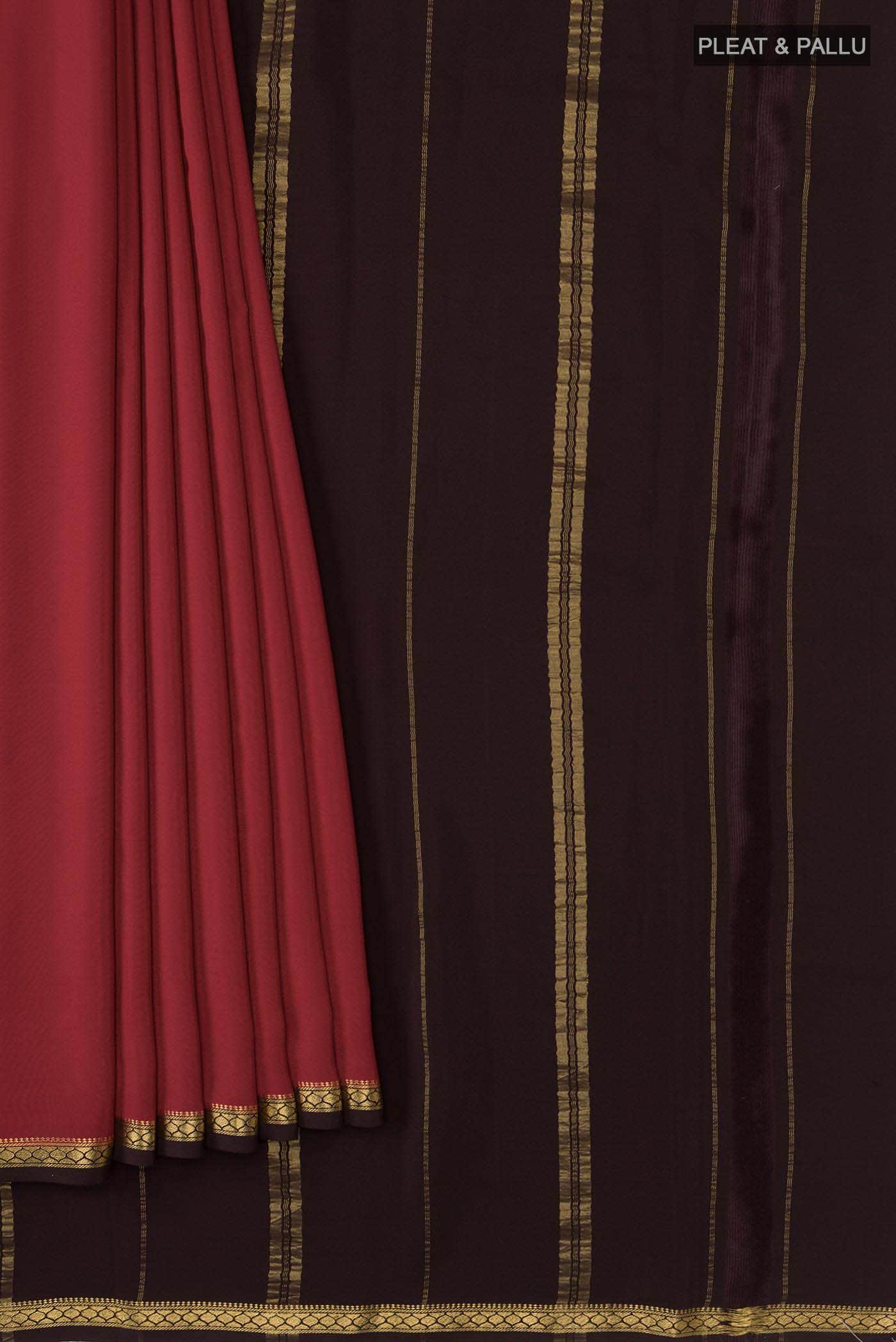 Pure Silk Pure Zari Maroon Mysore Crepe Saree