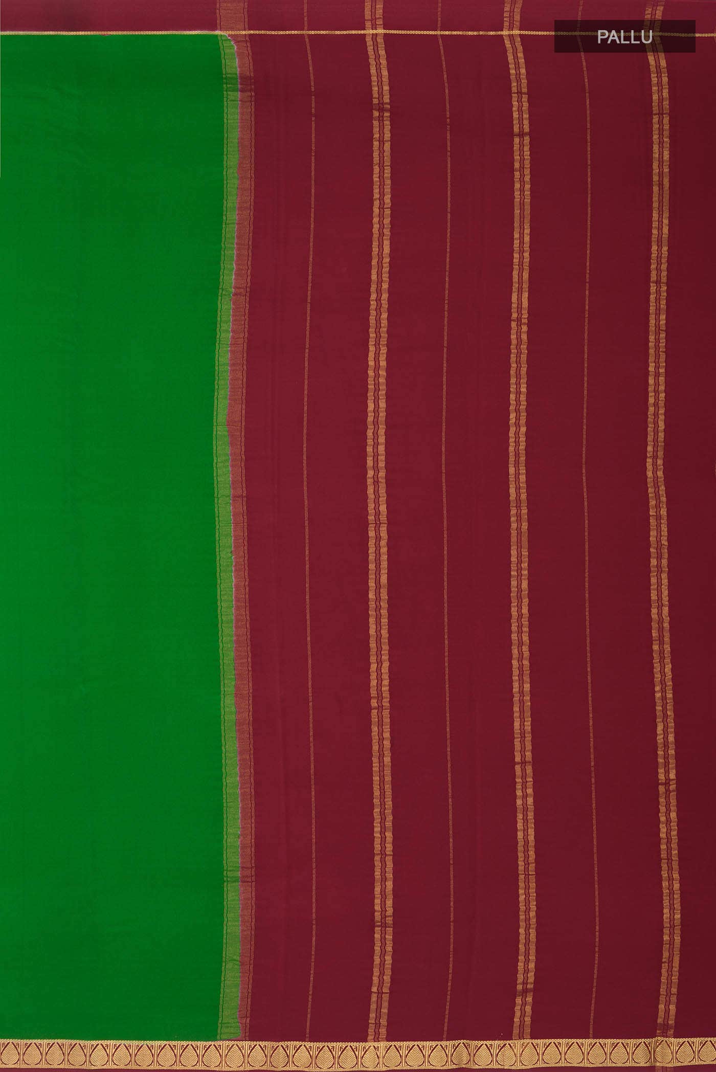 Pure Silk Pure Zari Green Mysore Crepe Saree